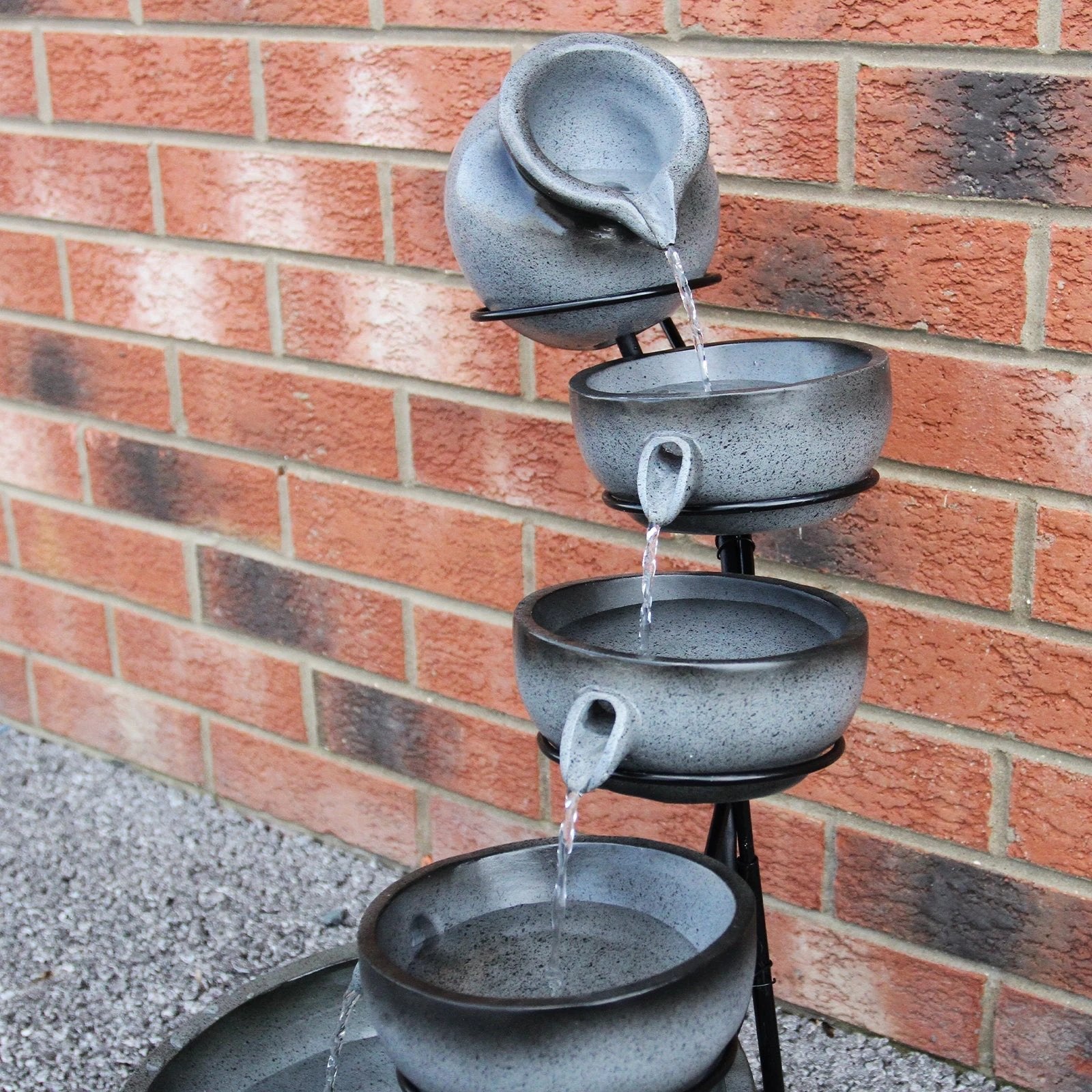 Monster Shop Grey 4 Tier Spilling Bowls Water Feature -