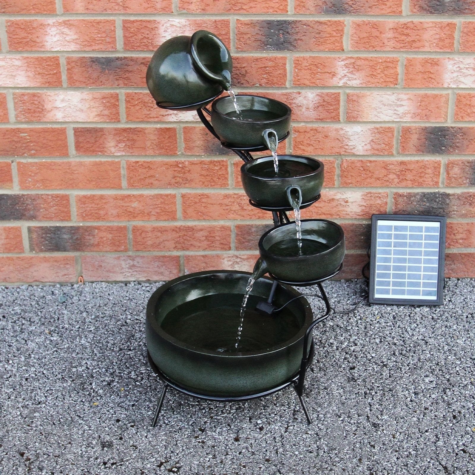 Green 4 Tier Spilling Bowls Water Feature by Monster Shop