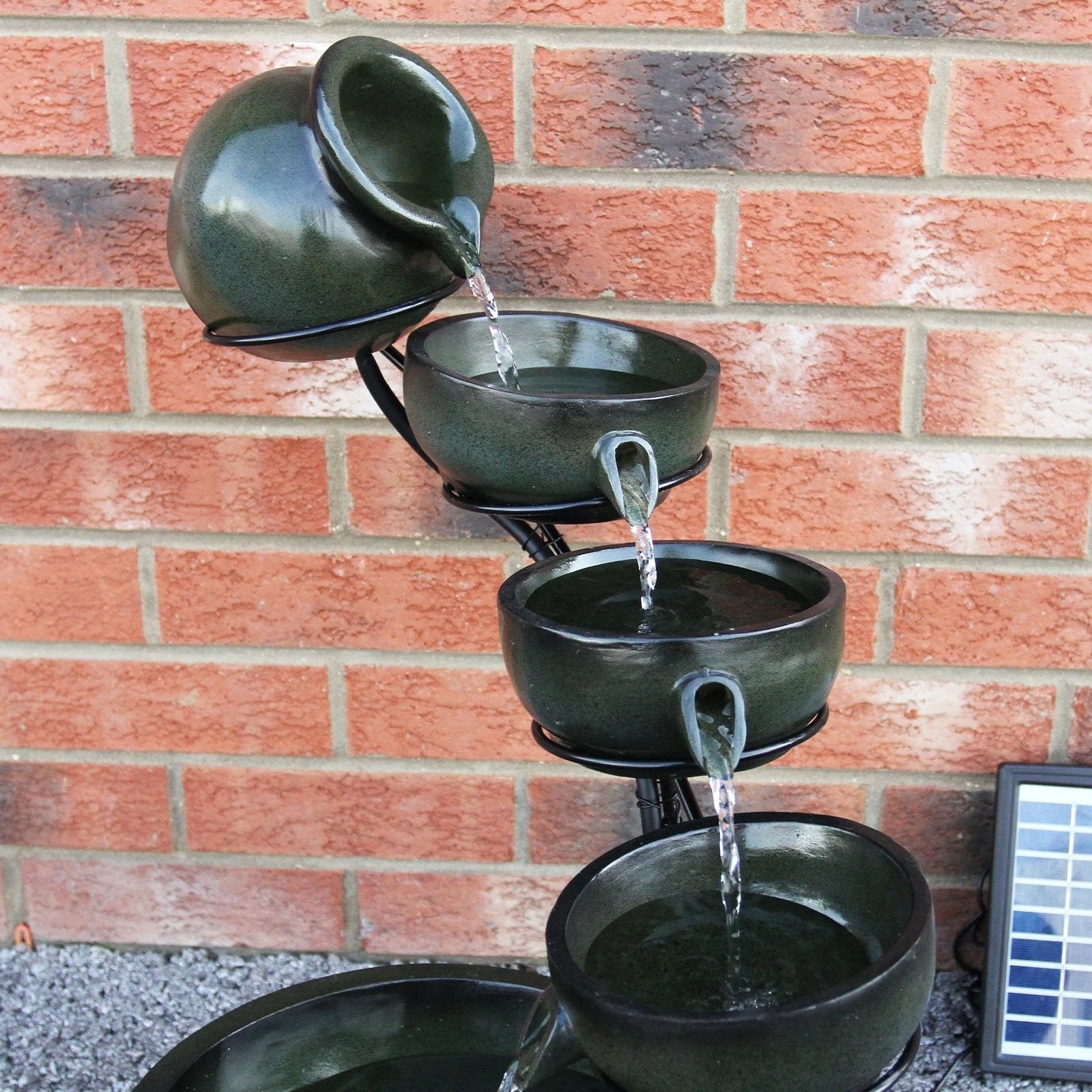 Green 4 Tier Spilling Bowls Water Feature by Monster Shop