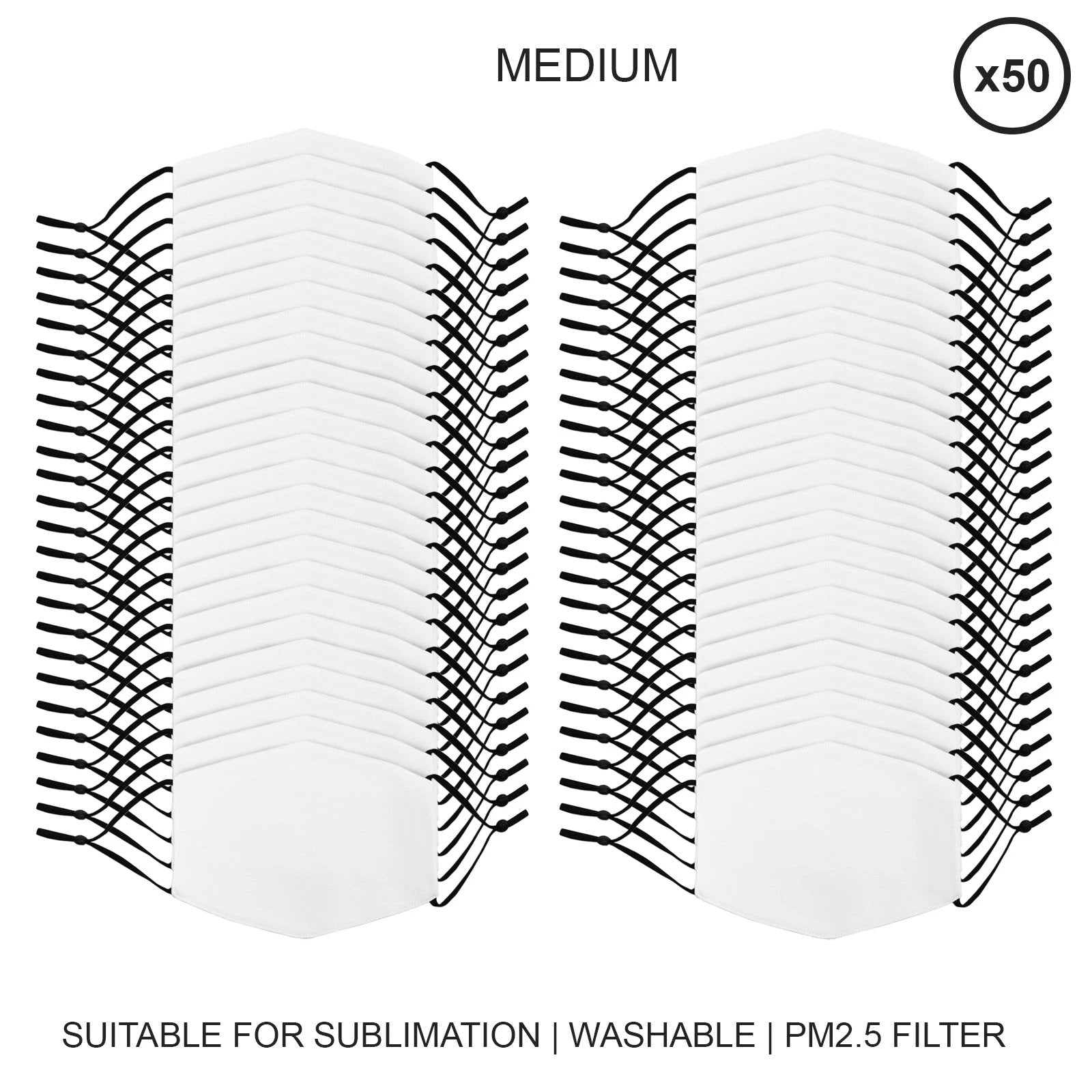 Monster Shop Medium Face Masks Sublimation Blanks / 50 Pack -