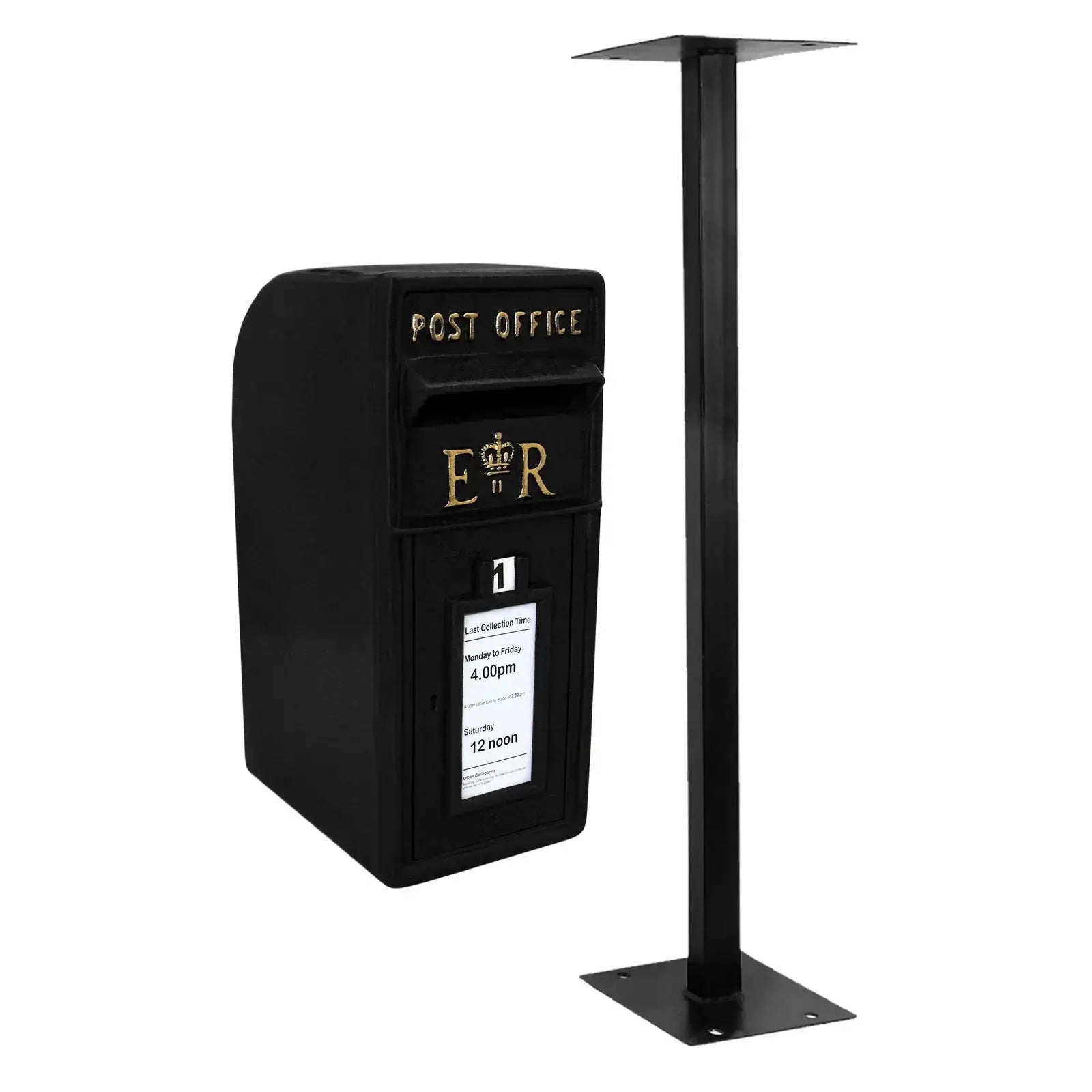 Monster Shop Black Royal Mail Post Box with Stand -