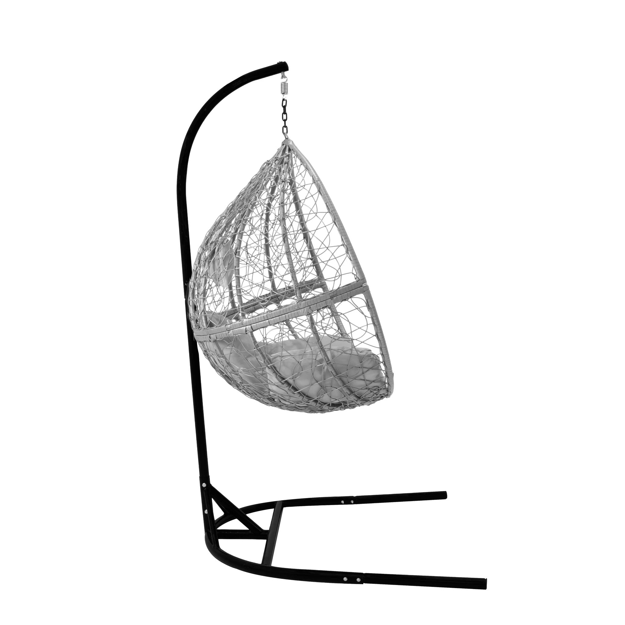 Hanging Rattan Egg Chair - Grey by Monster Shop