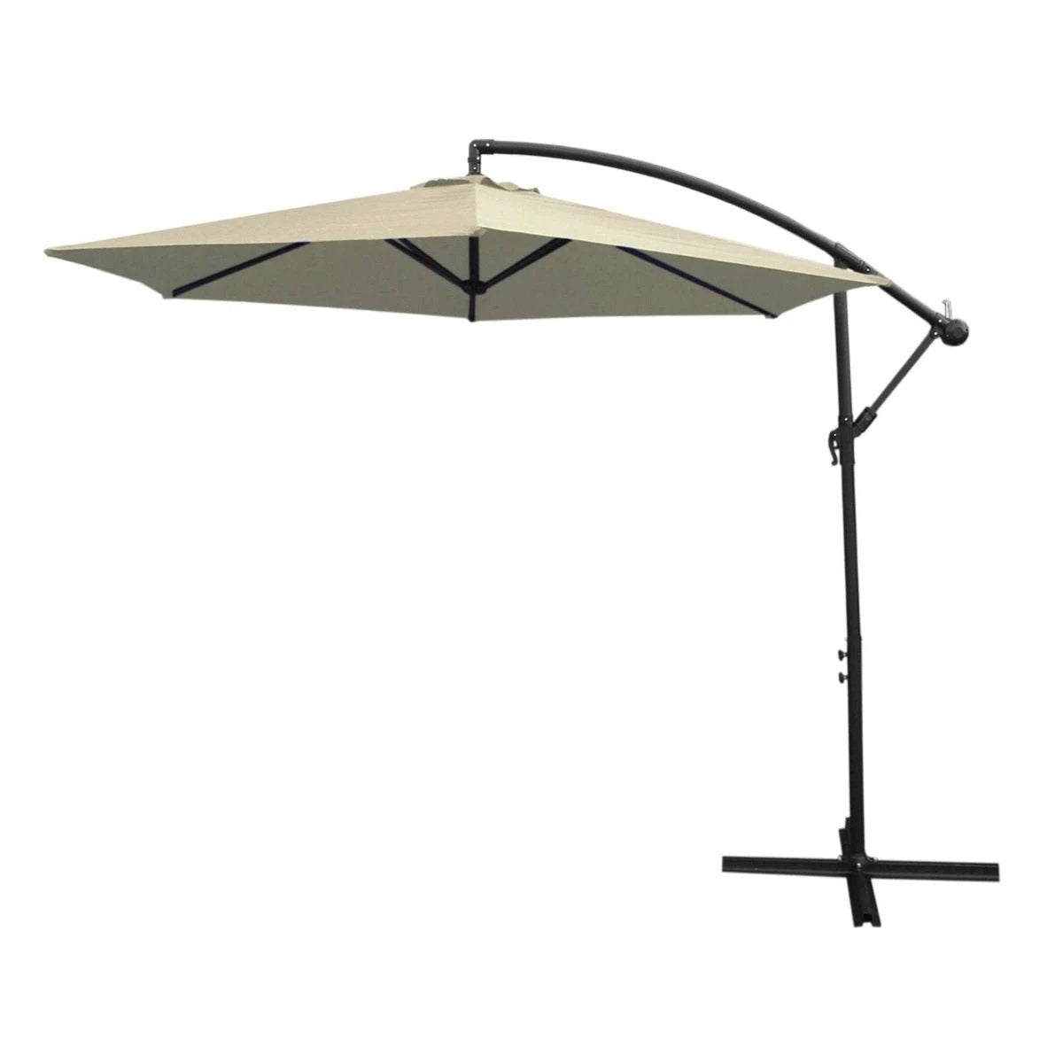 Monster Shop Premium Cream Cantilever Parasol With Fan Base Crank Winding For UV Protected Outdoor Patio - Uncategorized Parasol