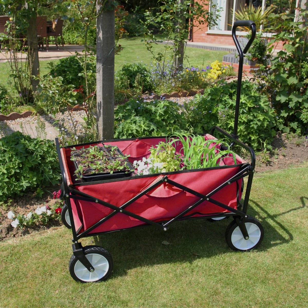 Foldable Garden Cart Red by Monster Shop
