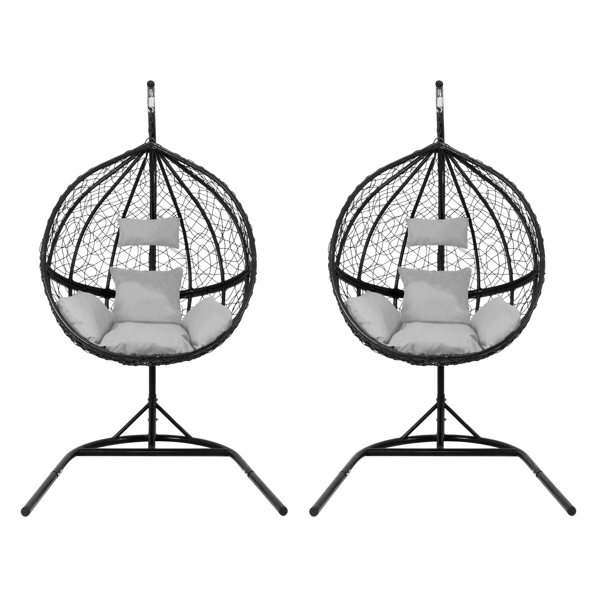 Monster Shop Hanging Rattan Egg Chairs x 2 - Black -