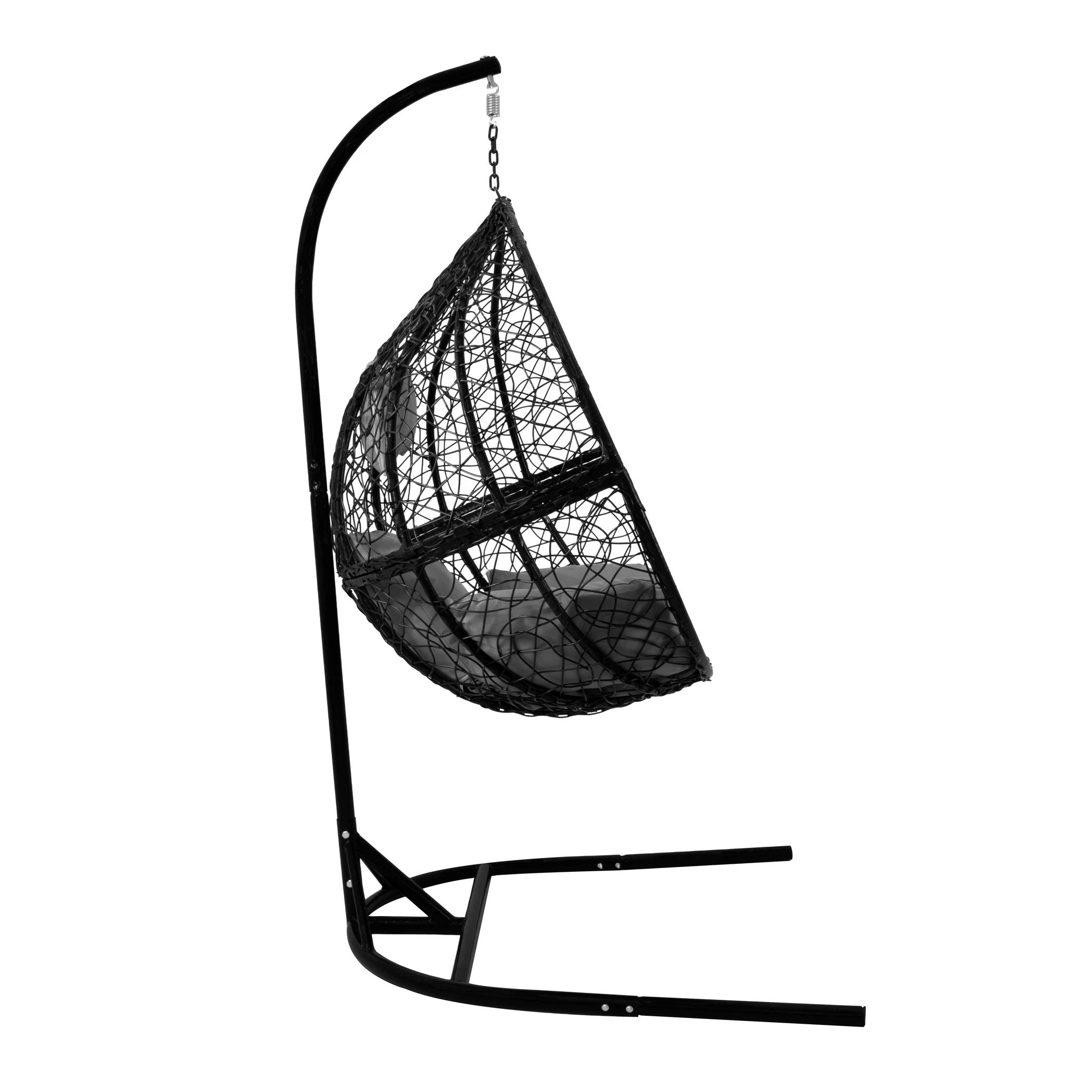 Monster Shop Hanging Rattan Egg Chairs x 2 - Black -