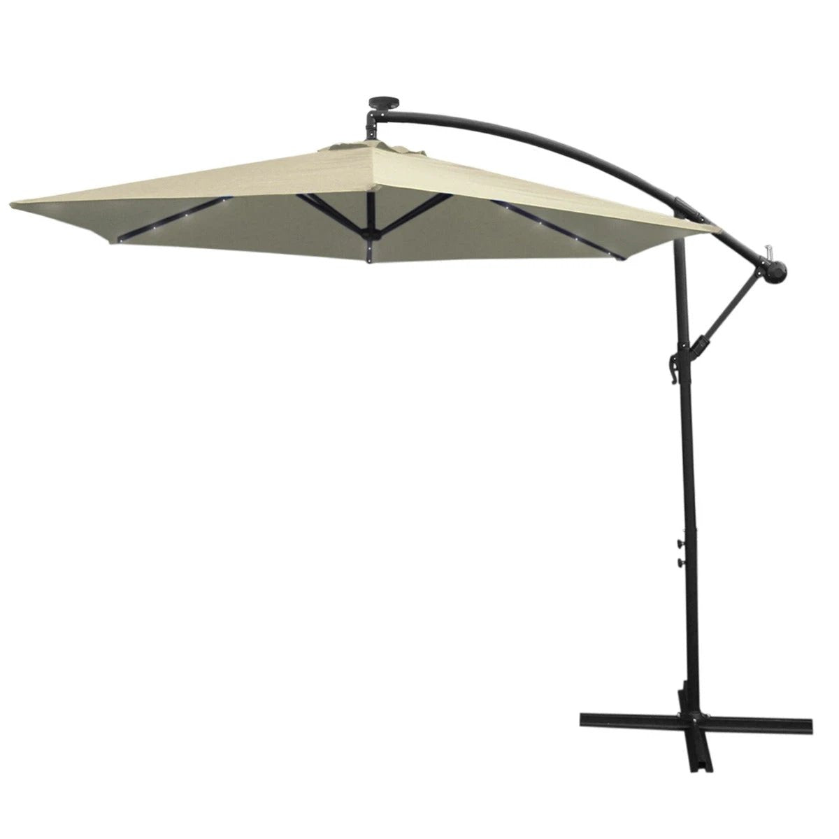 Monster Shop Premium Cream LED Cantilever Parasol 3m Diameter With UV Protection For Outdoor Garden Use - Uncategorized Parasol