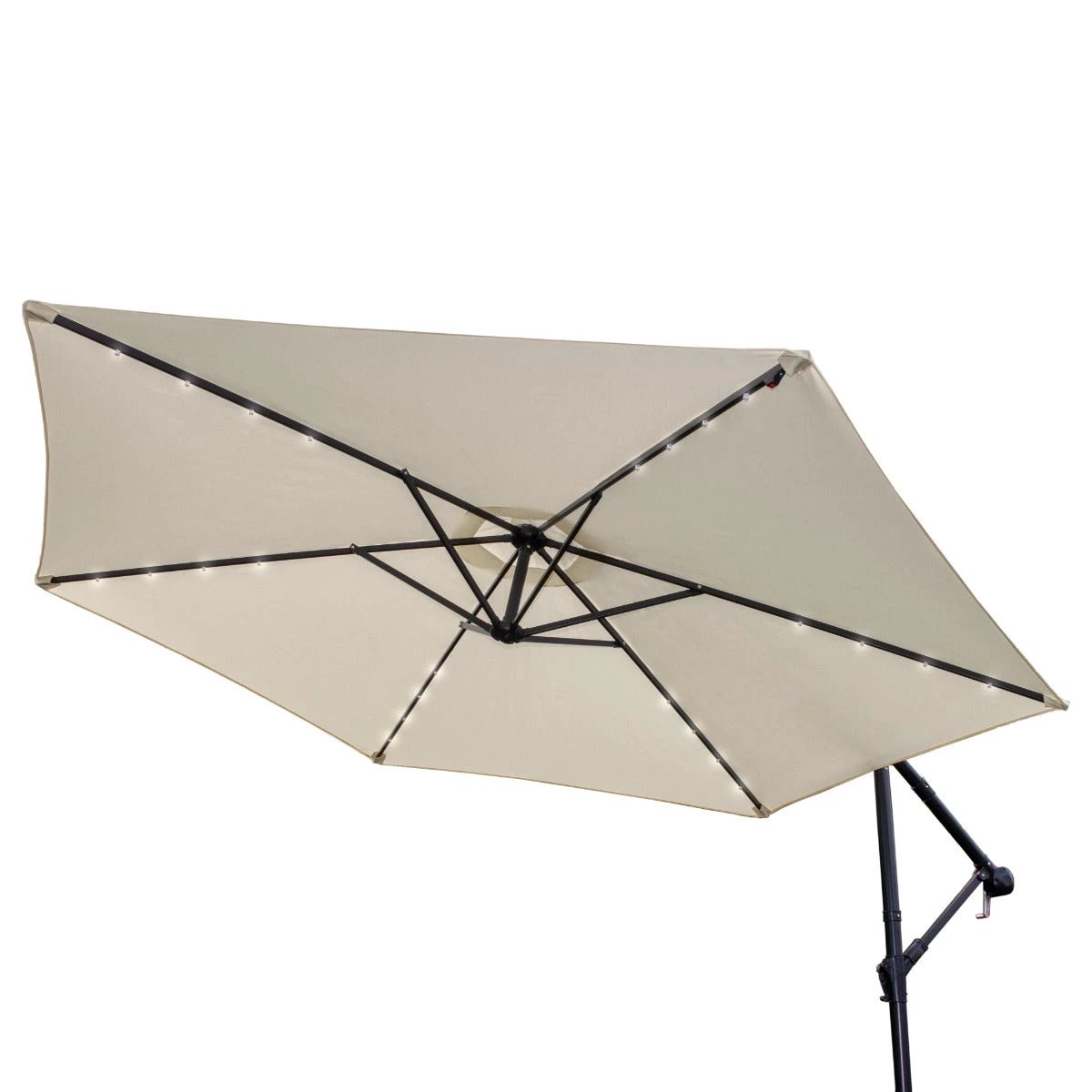 Premium Cream LED Cantilever Parasol 3m Diameter With UV Protection For Outdoor Garden Use by Monster Shop
