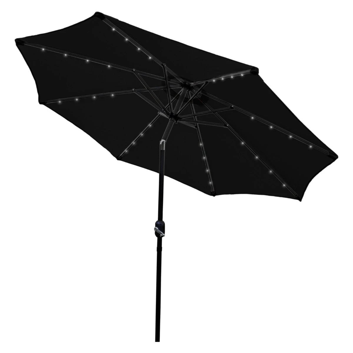 Monster Shop Black Parasol 2.7m LED Tilt Garden - Uncategorized Parasol