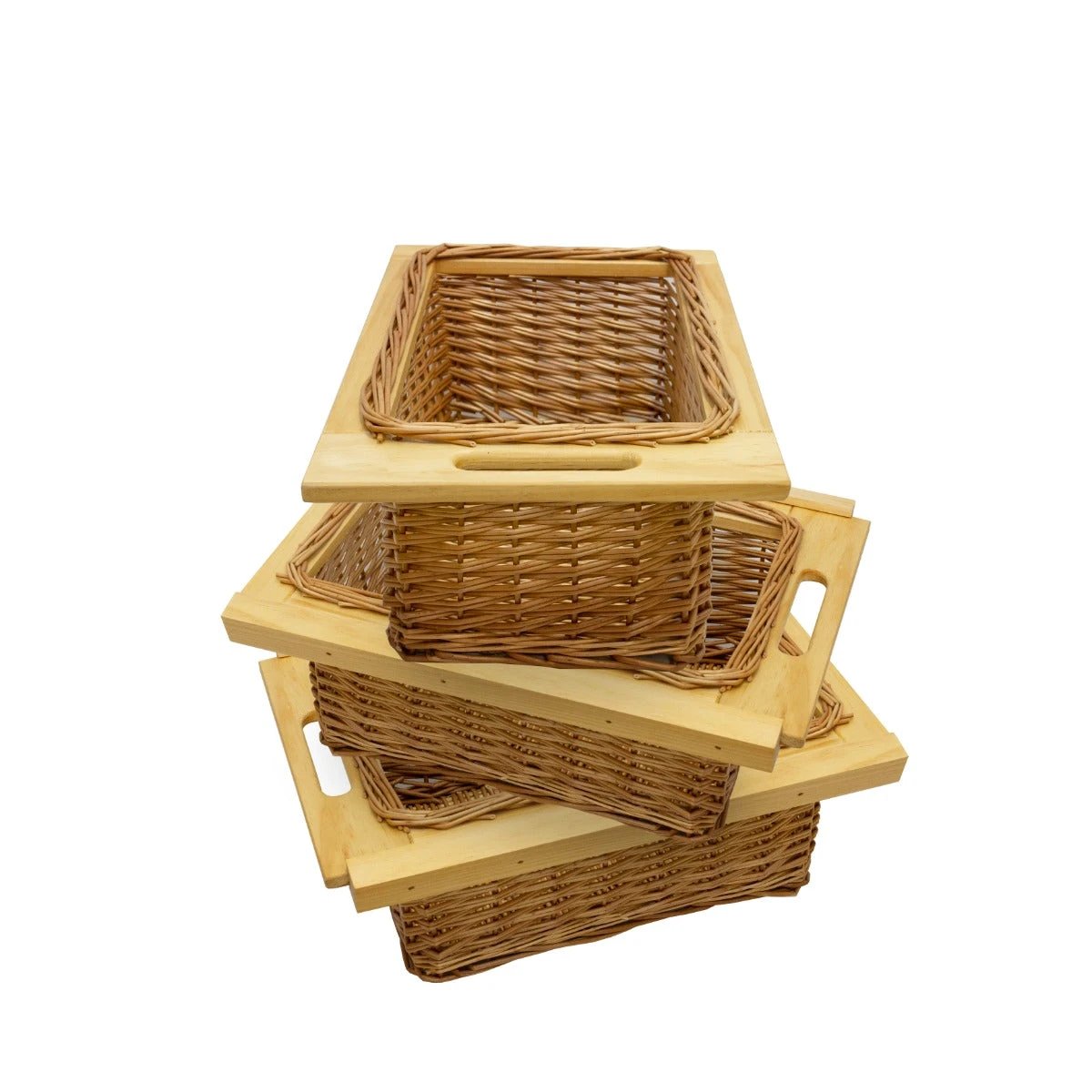 3 x Pull Out Wicker Kitchen Baskets 400mm by Monster Shop