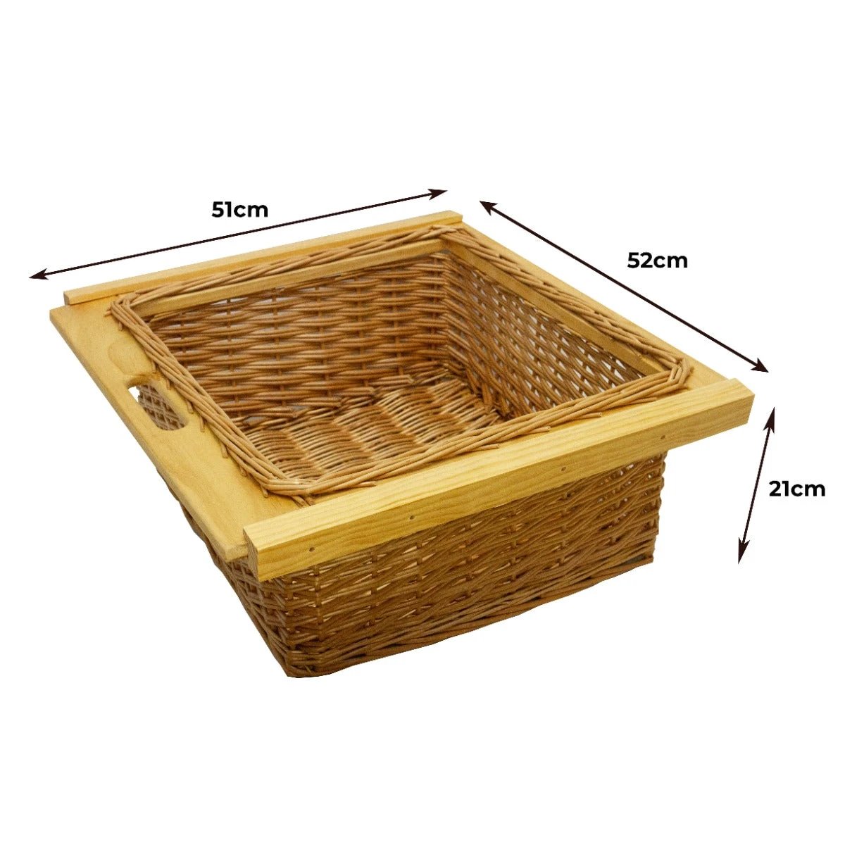 Monster Shop 3 x Pull Out Wicker Kitchen Baskets 600mm -