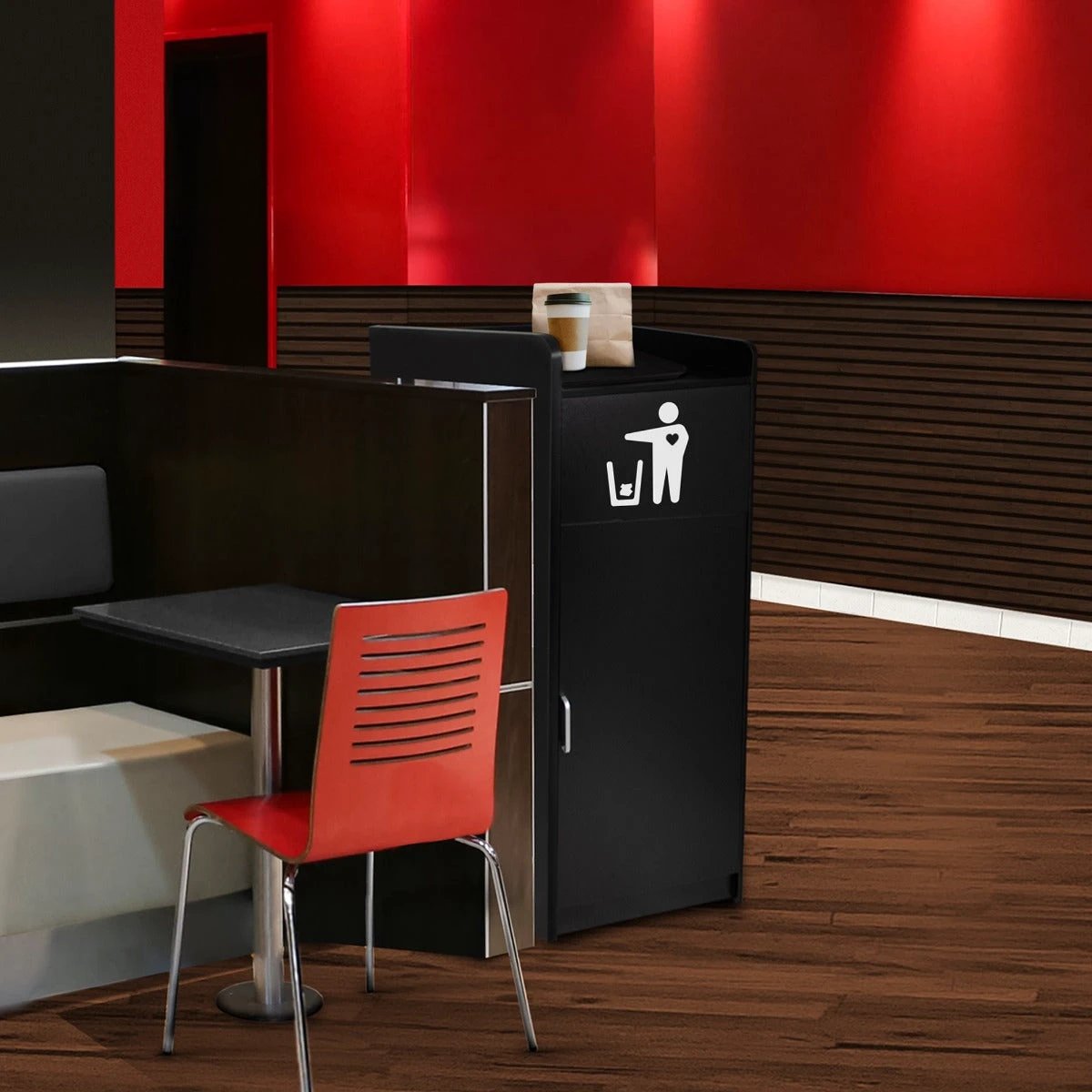 Black Wooden Litter Bin & Tray Stand by Monster Shop