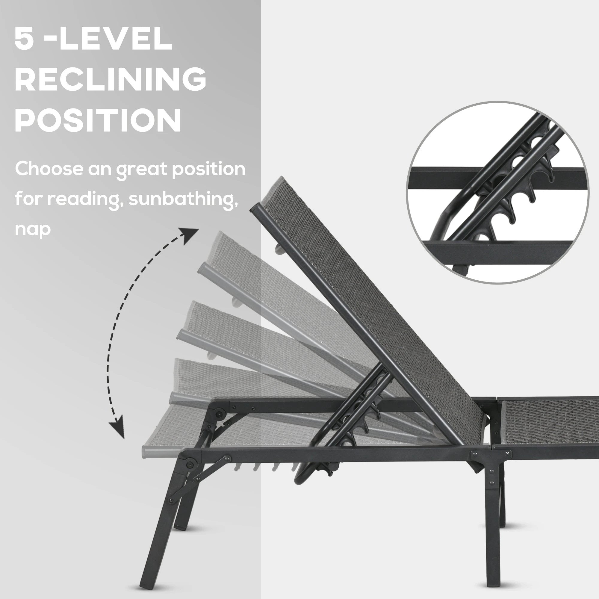 Outsunny Foldable PE Rattan Sun Lounger with 5-Level Adjustable Backrest by Outsunny