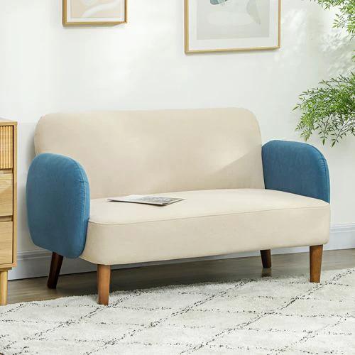 HOMCOM Modern 2 Seater Sofa w/ Rubber Wood Legs 130 x 74 x 76cm - Sofa