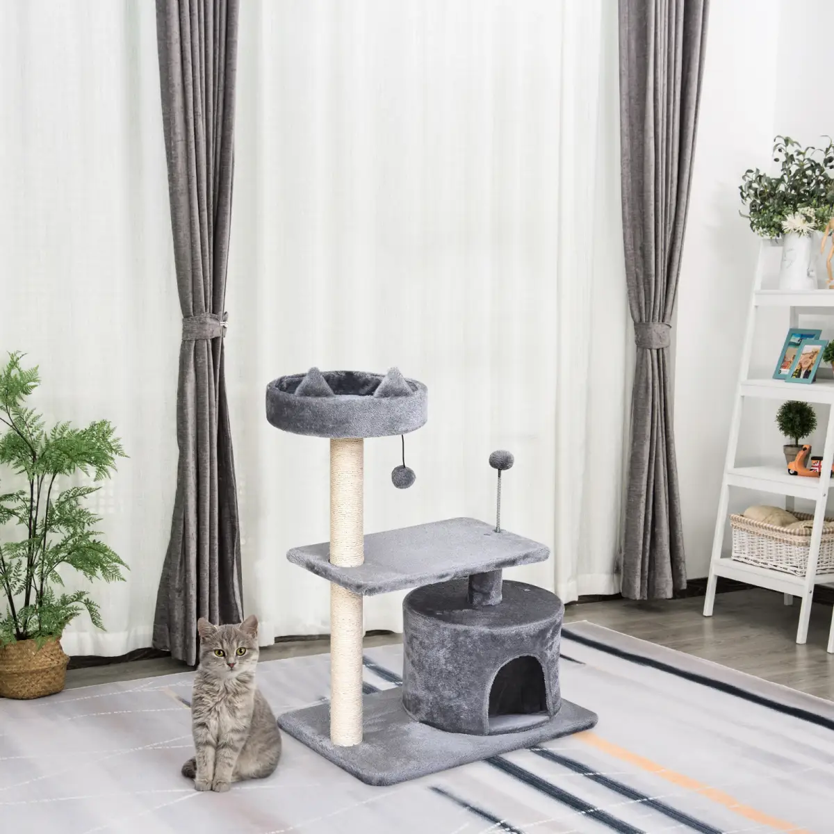 Pawhut 81cm Cat Tree Scratching Post Tower for Kitten Large Cats Activity Centre House - Cat Tree