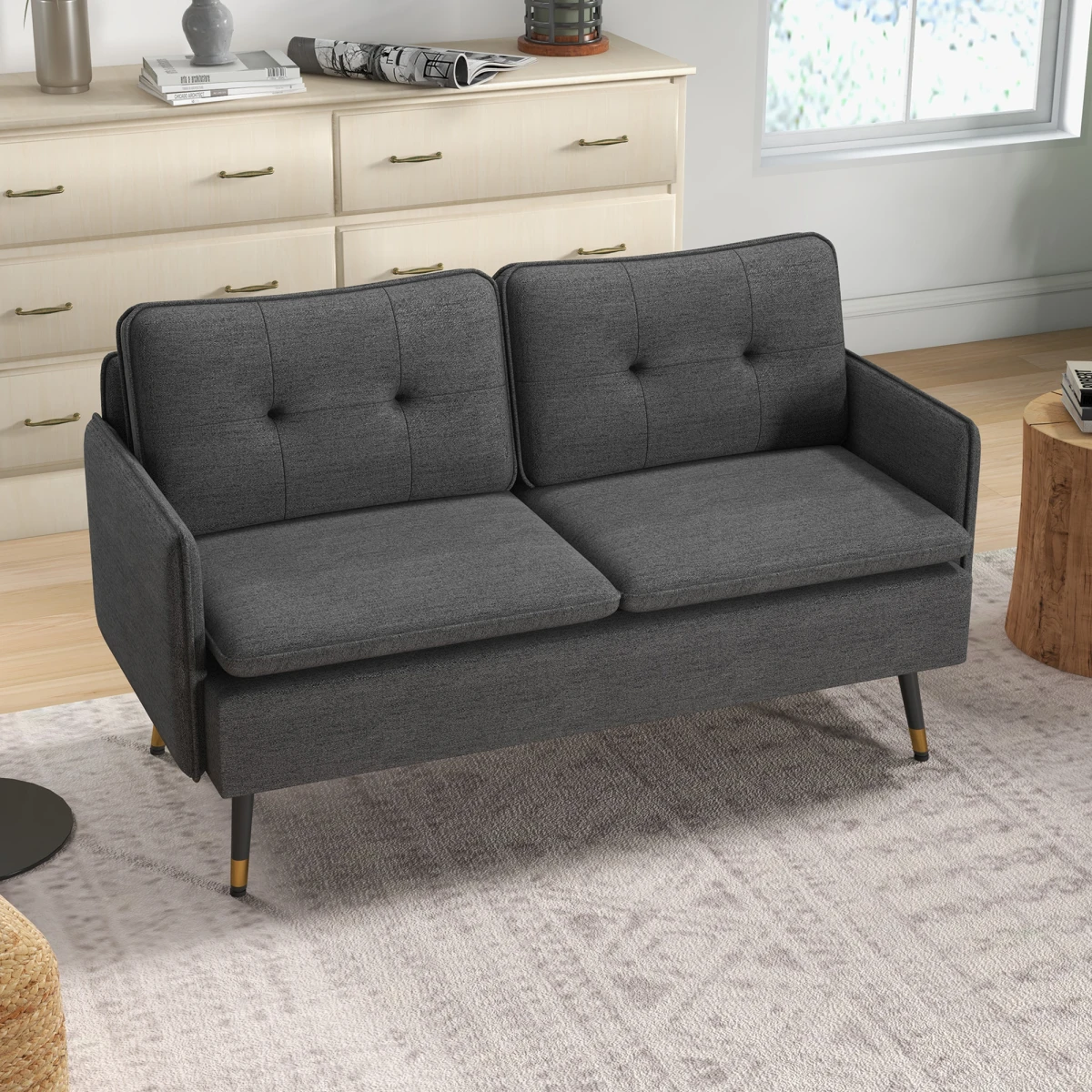 HOMCOM Premium Two Seater Sofa Compact Padded Comfort For Home Use - Sofa