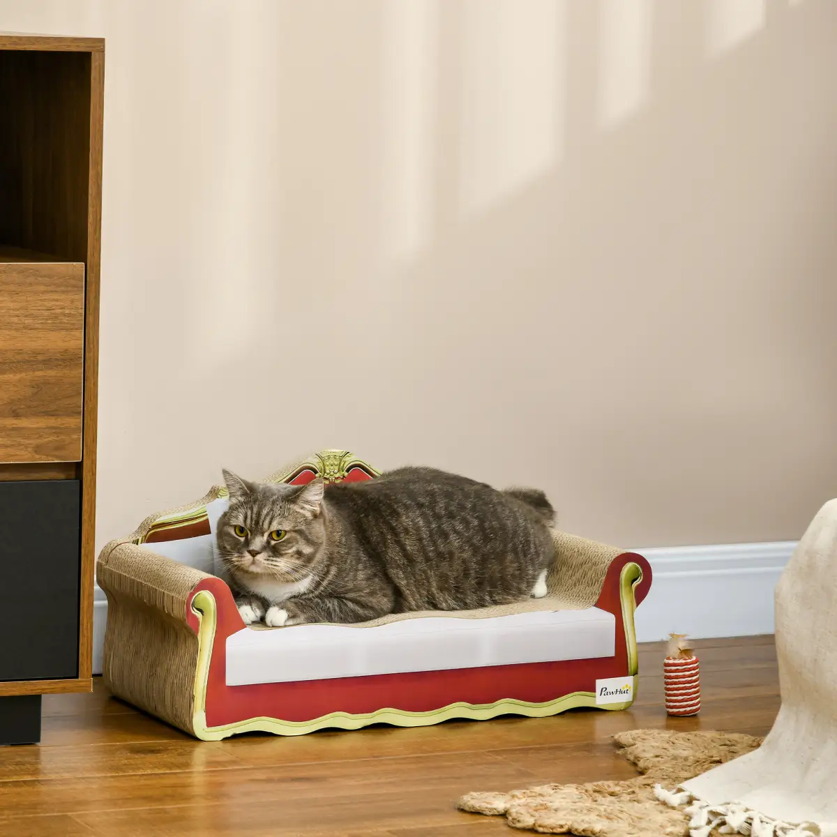 PawHut PawHut Cat Scratching Board, Cardboard Lounge Sofa with Catnip, 58 x 29.5 x 29cm - Dog Beds