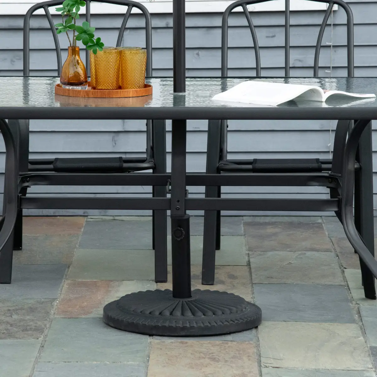 Outsunny Cement Outdoor Garden Round Parasol Base Black - Parasol