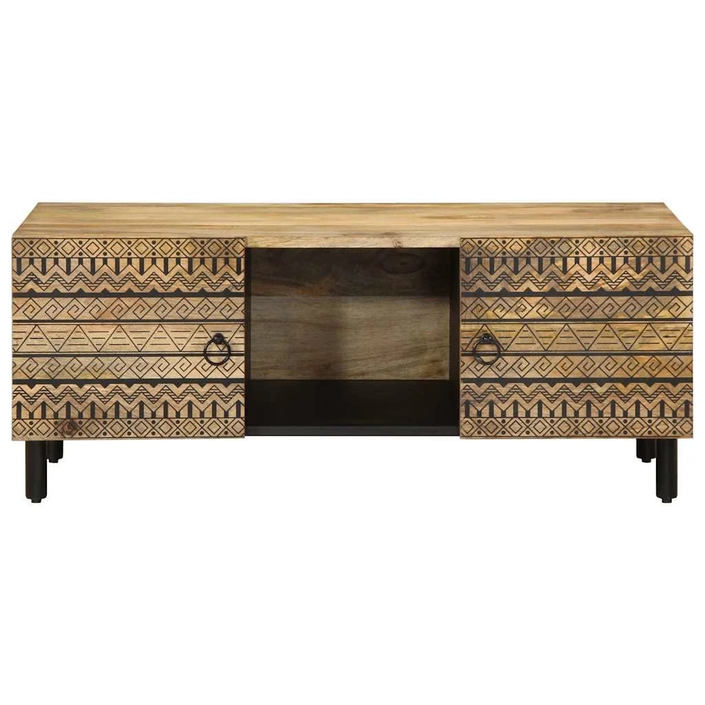 vidaXL Coffee Table 100x54x40 cm Solid Mango Wood With Geometric Fronts For Living Room by vidaXL