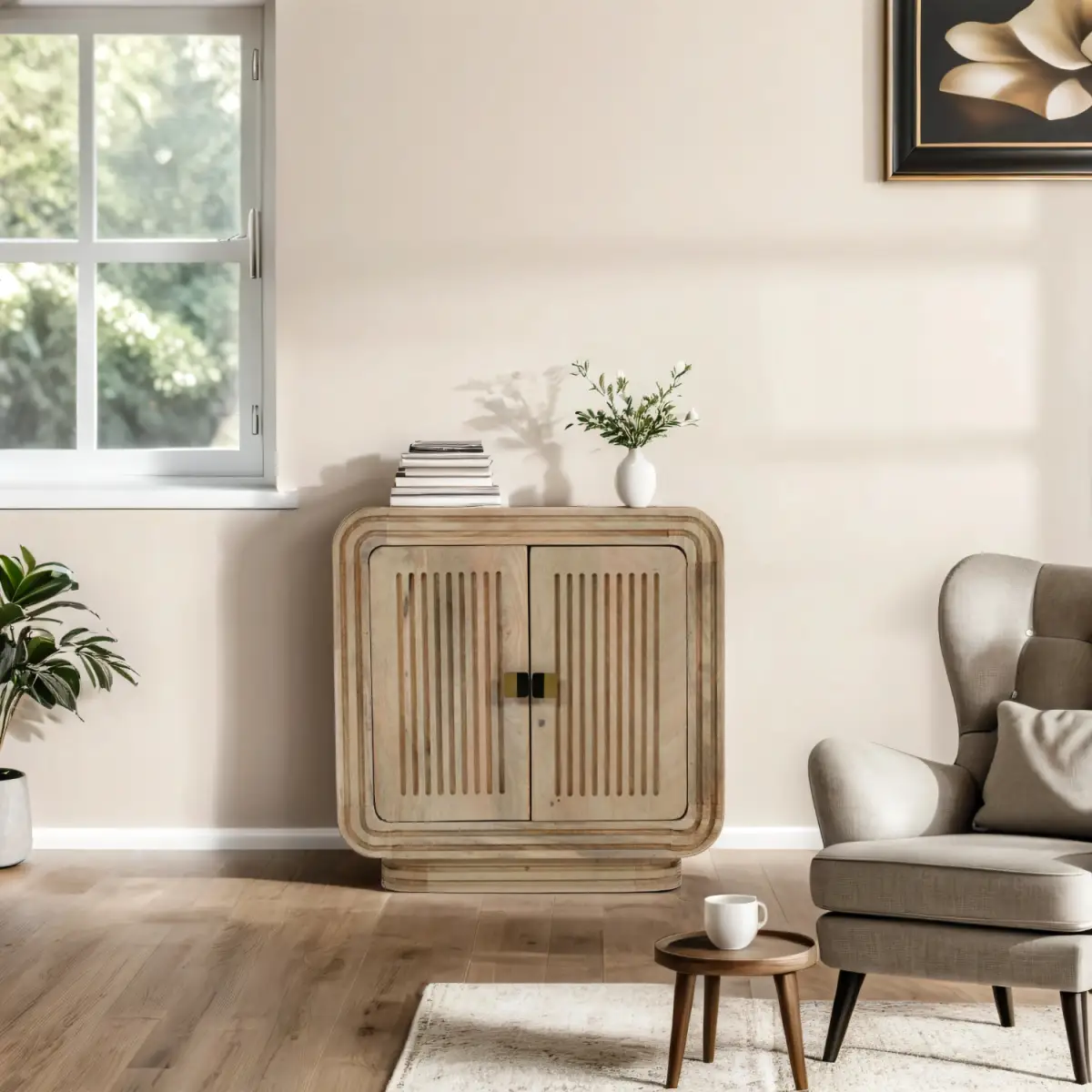Indian Hub Hudson Carved Mango Wood Mini Sideboard - Sideboard