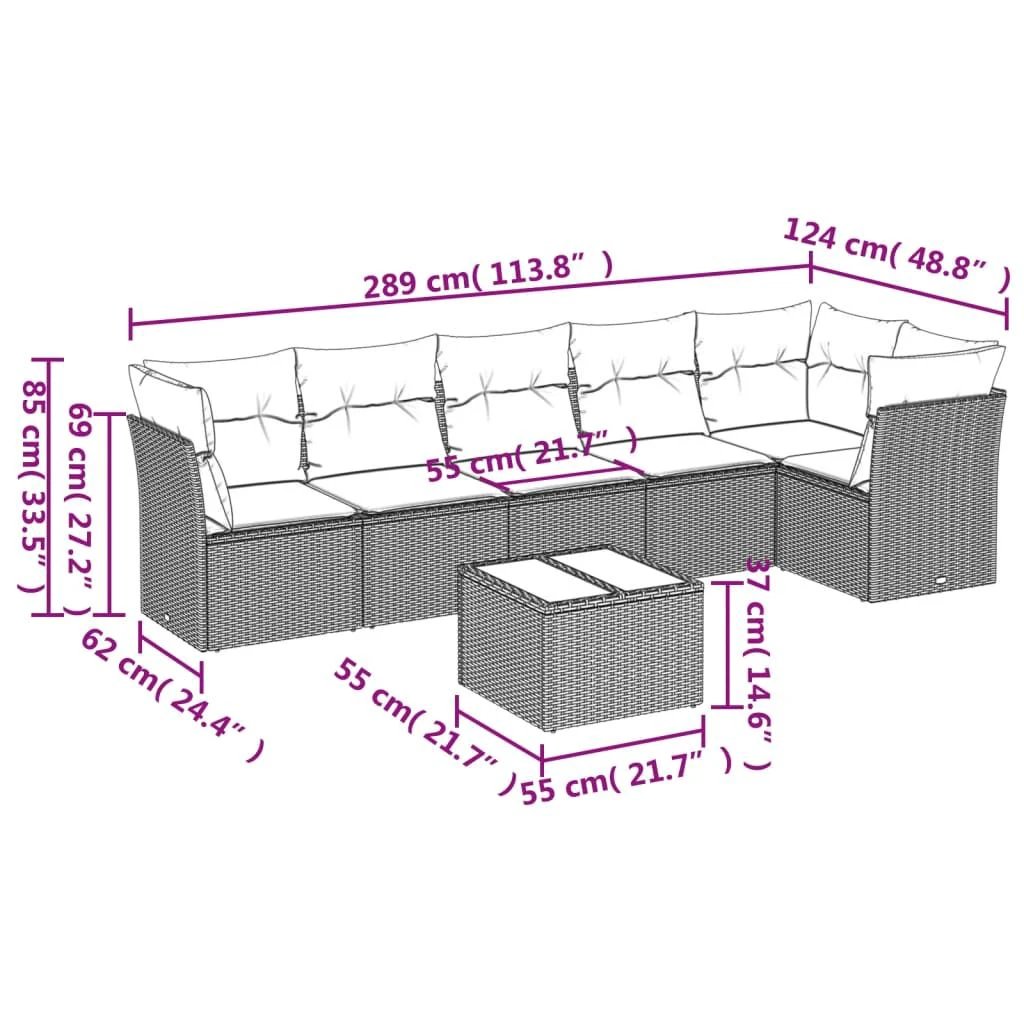 vidaXL vidaXL 6 Piece Garden Sofa Set with Cushions Beige Poly Rattan - Garden Sofa Sets