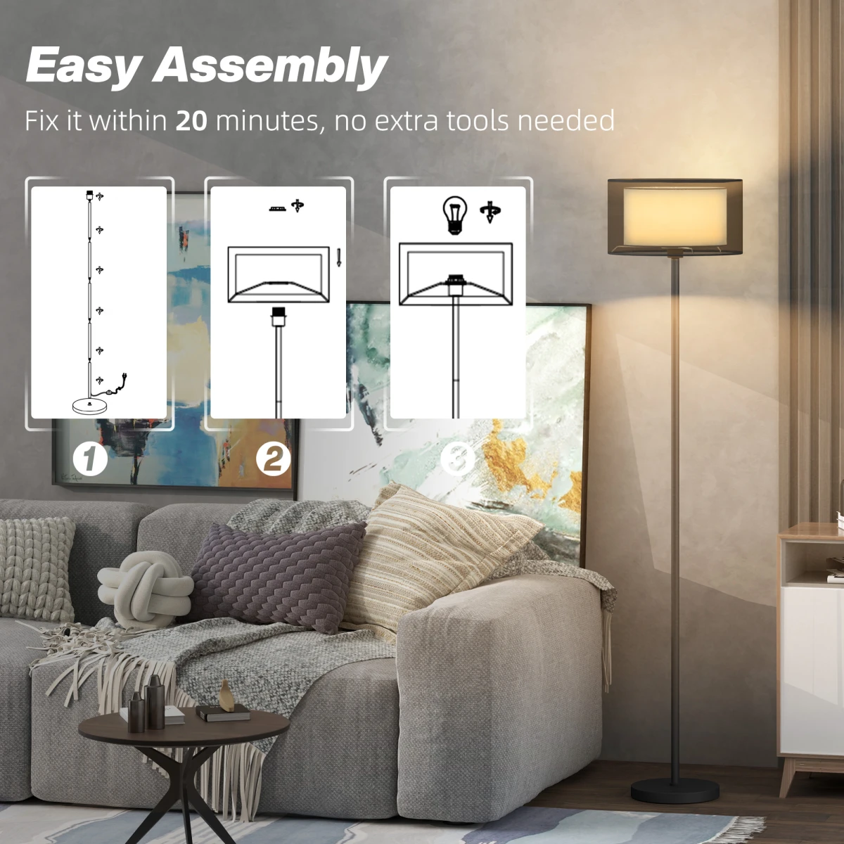 N/A Quality Floor Lamp Dual-Tone Shade Foot Switch - Lamp
