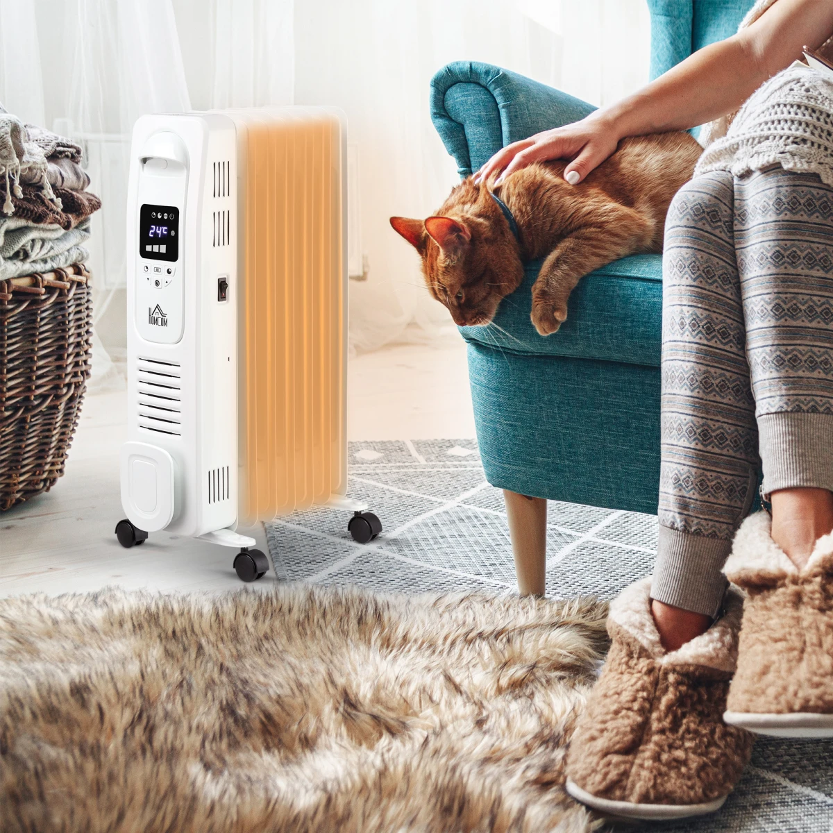Homecom Oil Radiator 7-Fin LED Display Home Use by HOMCOM