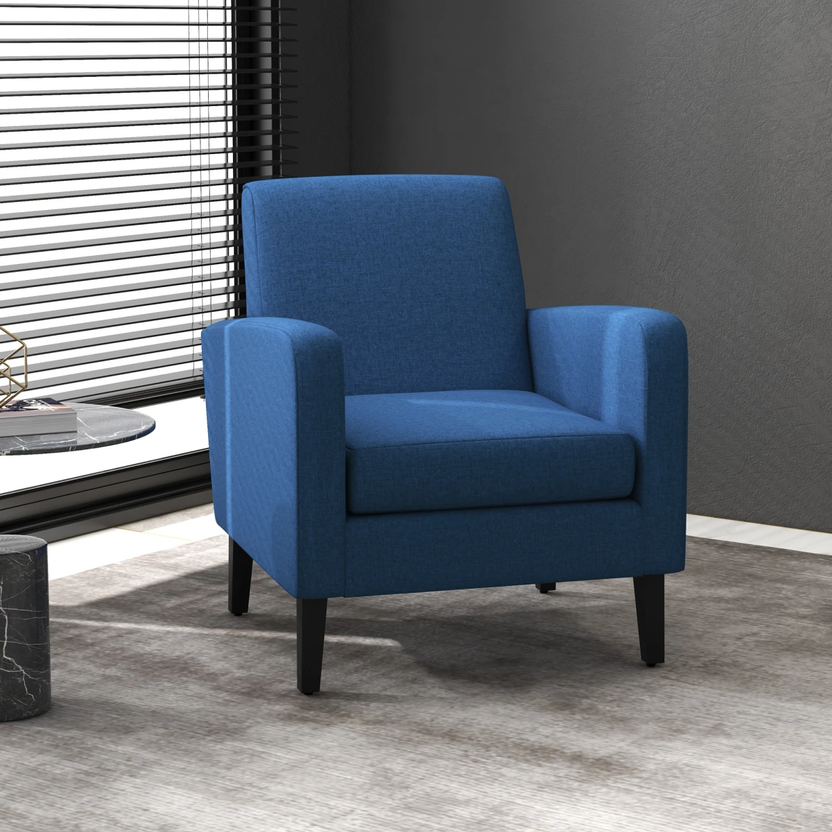 HOMCOM HOMCOM Armchair Compact With Rubber Wood Legs Bedroom Blue - Armchair