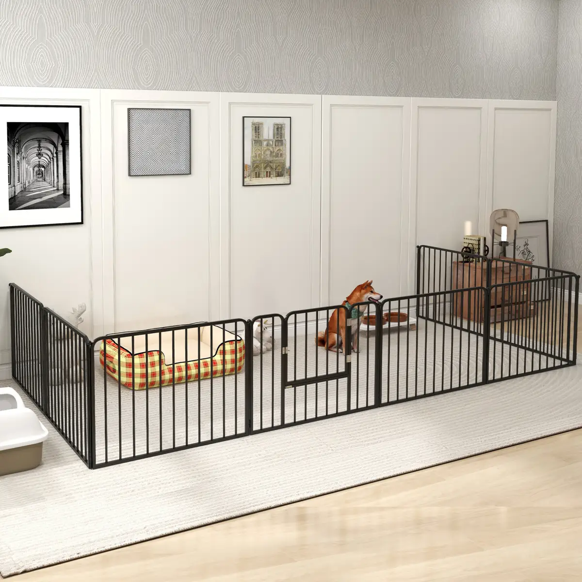 PawHut PawHut 60cm 8 Panels Heavy-Duty Dog Playpen for Small Dogs - Pet Playpen