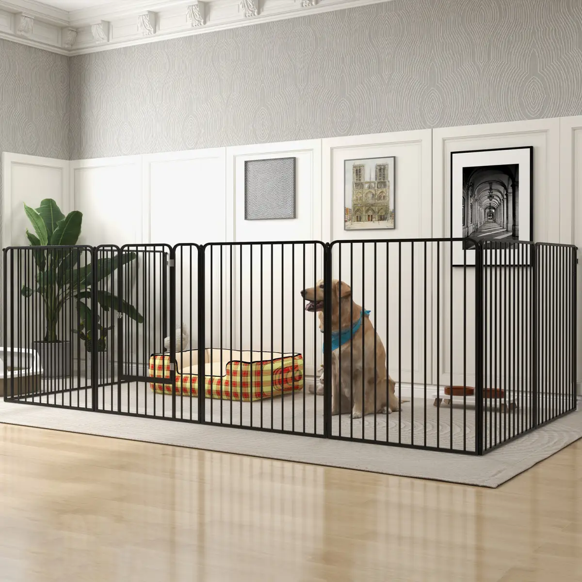 PawHut PawHut 100cm 8 Panels Heavy-Duty Dog Playpen for Small, Medium Dogs - Pet Playpen