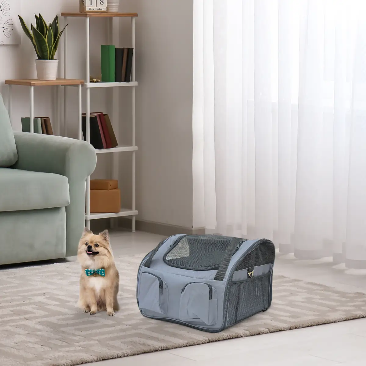 Pawhut Pets Carrier Folding Bag Car Seat Cat Dog Puppy Portable Travel Cage Mesh Holder - Pet Carrier