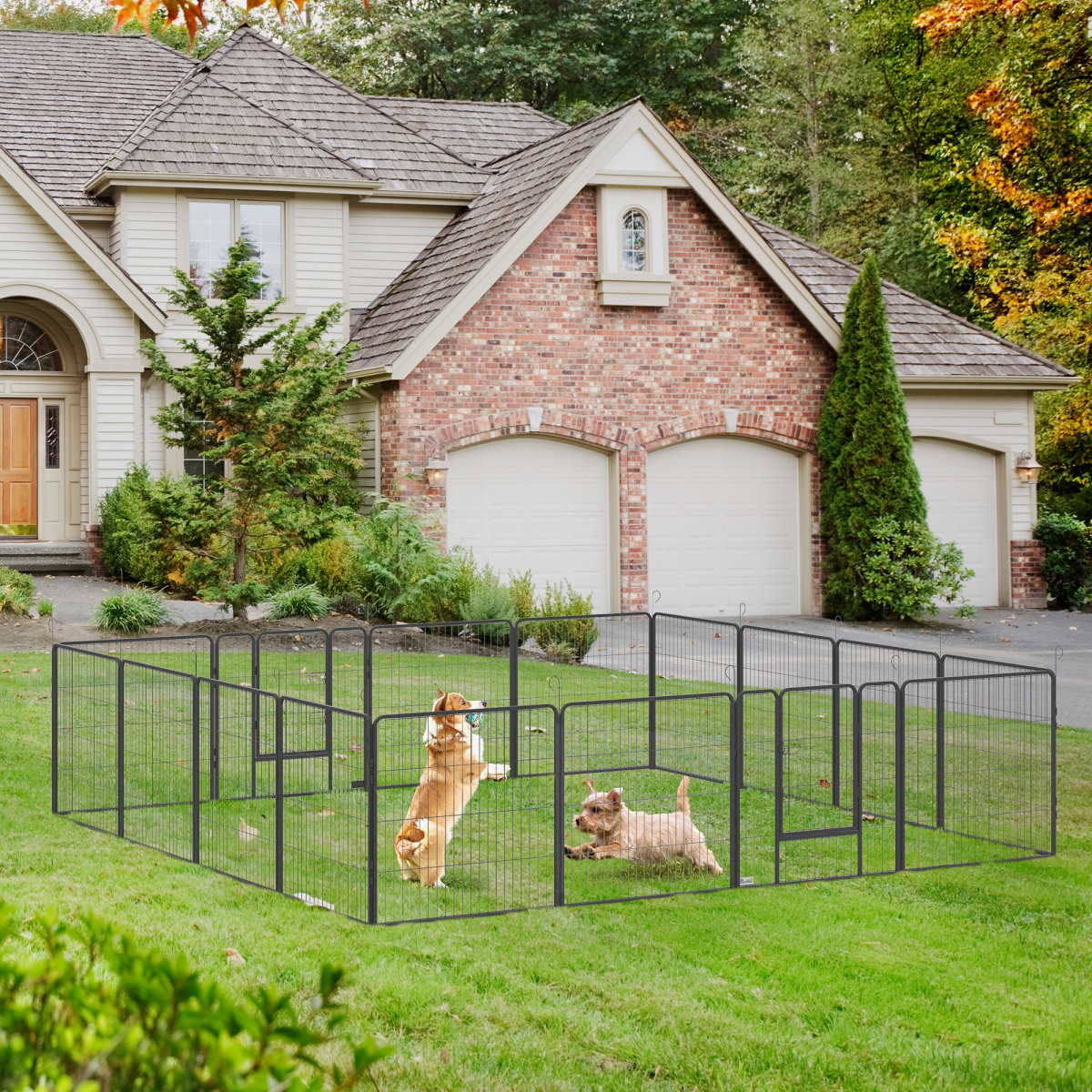 16 Panels Heavy Duty Puppy Play Pen for Small, Medium Dogs 80Hcm - from PawHut