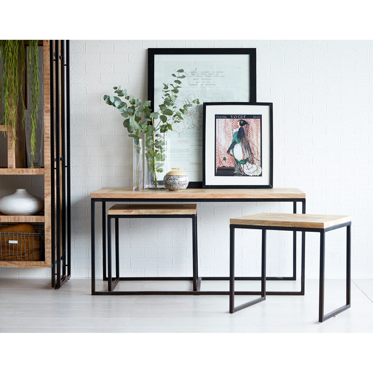Cosmo Industrial Long Coffee Table Eco Friendly Mango Wood With Reclaimed Metal For Modern Living Rooms by Indian Hub
