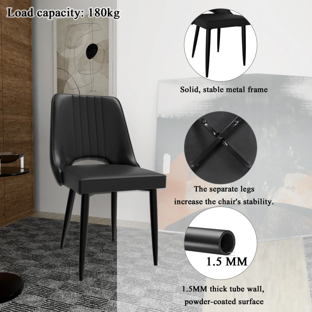 Premium Dining Chair Cutout Back Faux Leather by N/A