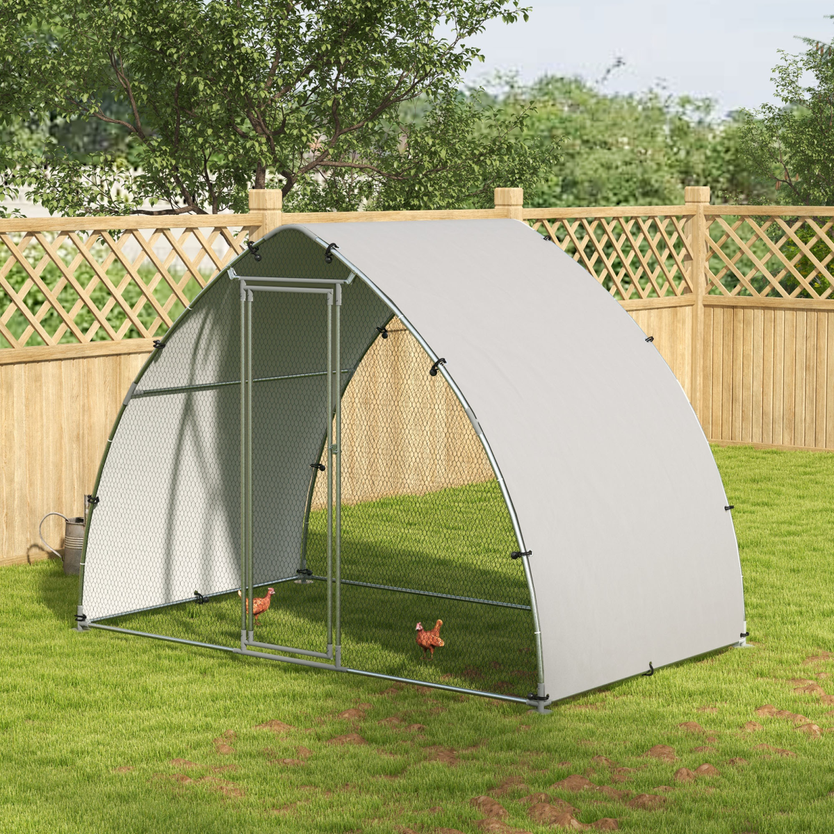 PawHut Walk-In Chicken Run with Cover, for 4-6 Chickens, 3 x 1.9 x 2.2m - from PawHut
