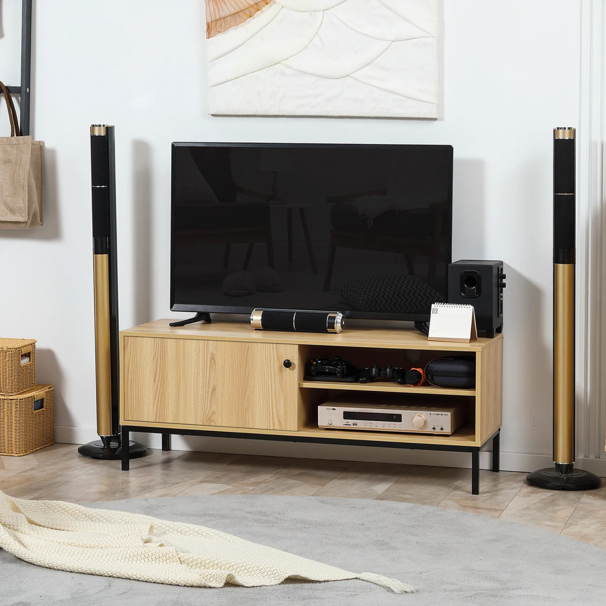 HOMCOM TV Stand Cabinet 50 Inch TV Sliding Door Living Room by HOMCOM
