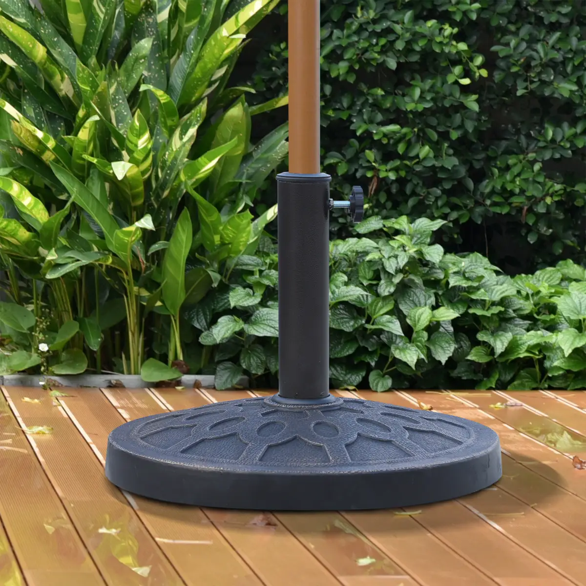 Outsunny Outsunny 13kg Garden Parasol Base Round Resin Umbrella Stand Holder Bronze Tone - Parasol