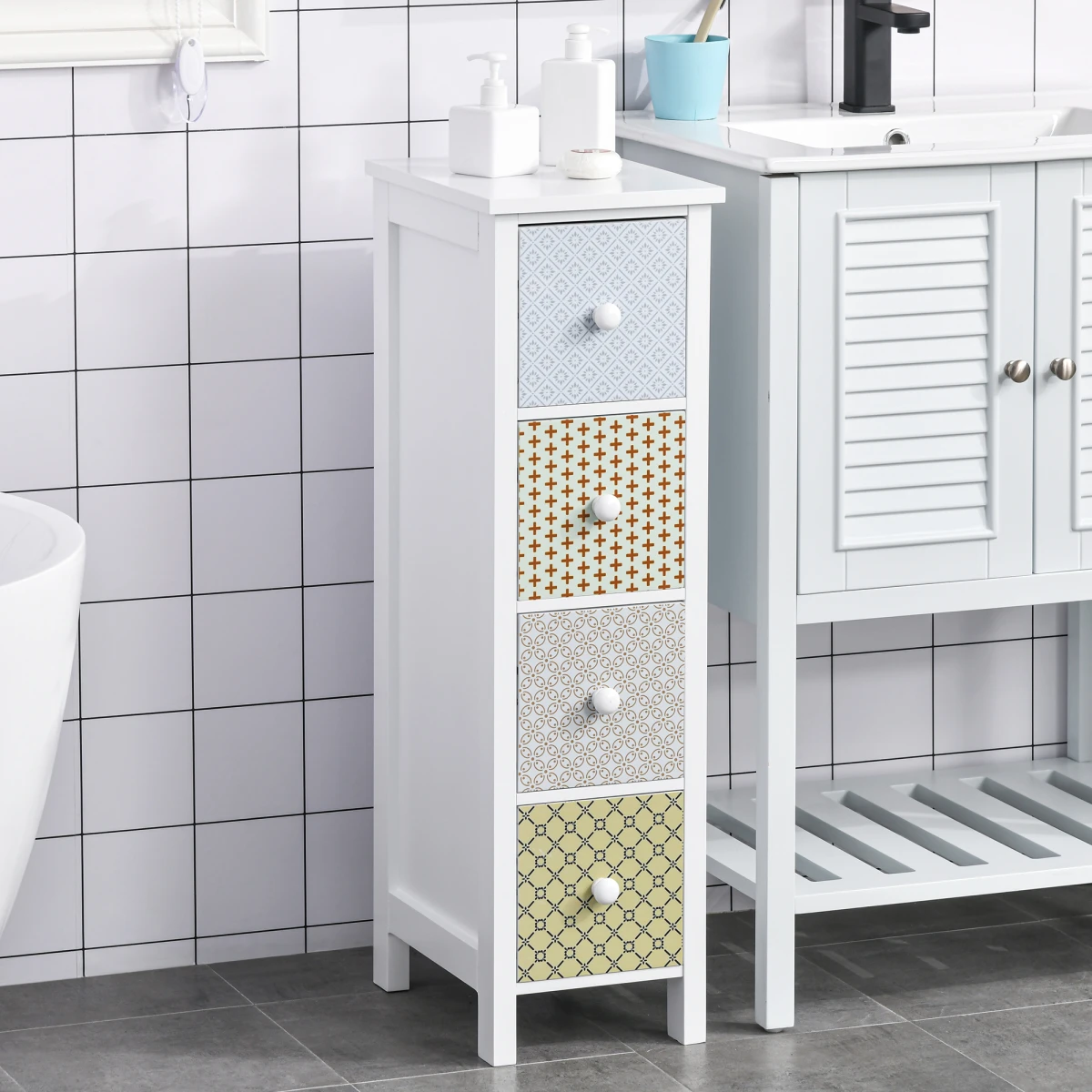 Homcom HOMCOM Drawer Cabinet 4 Drawer Patterned Bedroom - Chest of Drawers