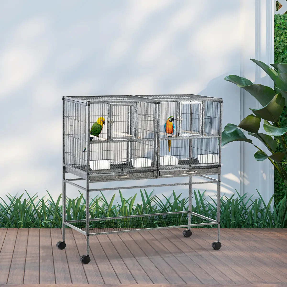 Unbranded Large Bird Cage for Finch Canaries Parakeets Cockatiels W/ Food and Water Bowls - Bird Cage
