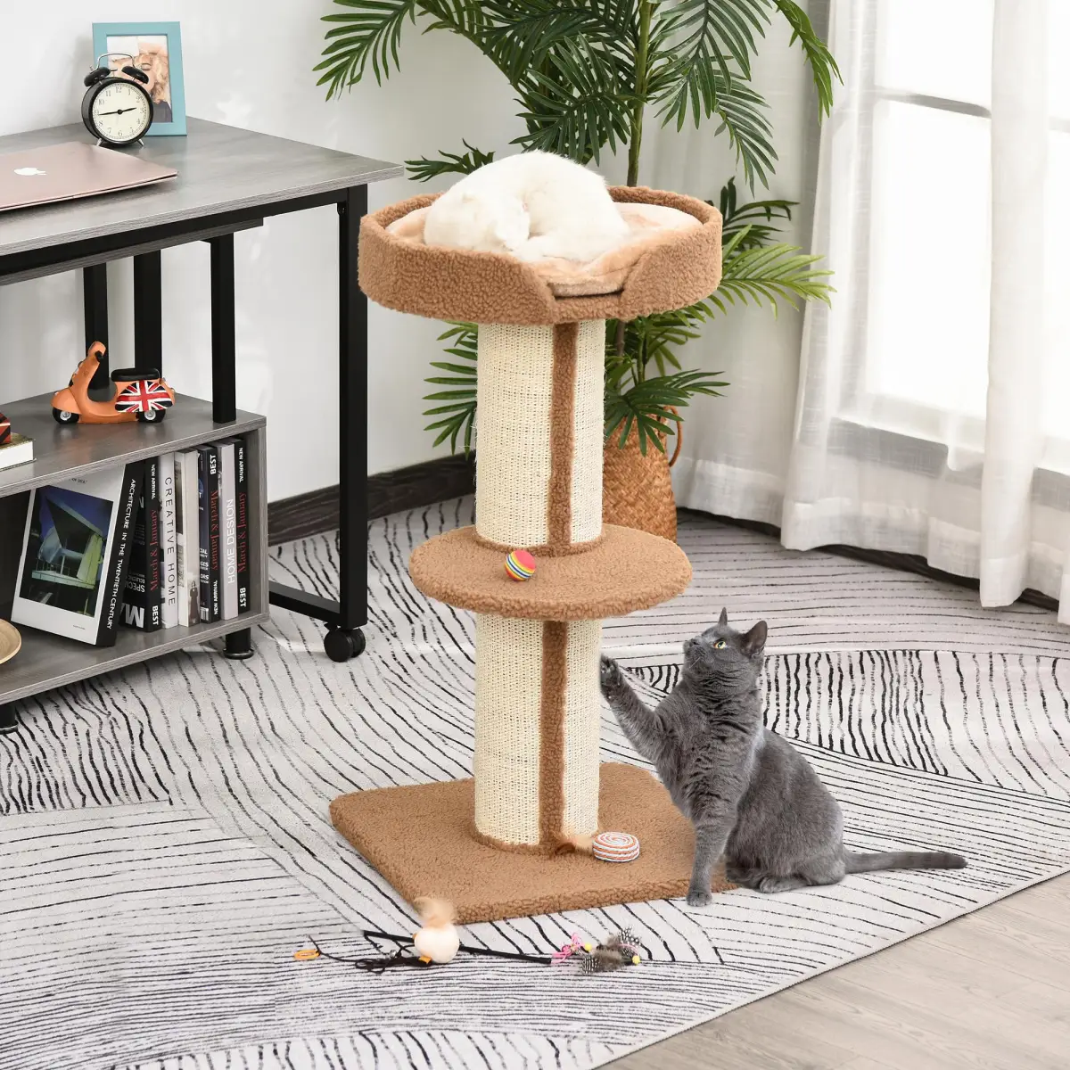 Unbranded 91cm Cat Tree Kitten Activity Center Tower Scratching Post Lamb Cashmere Perch - Cat Tree