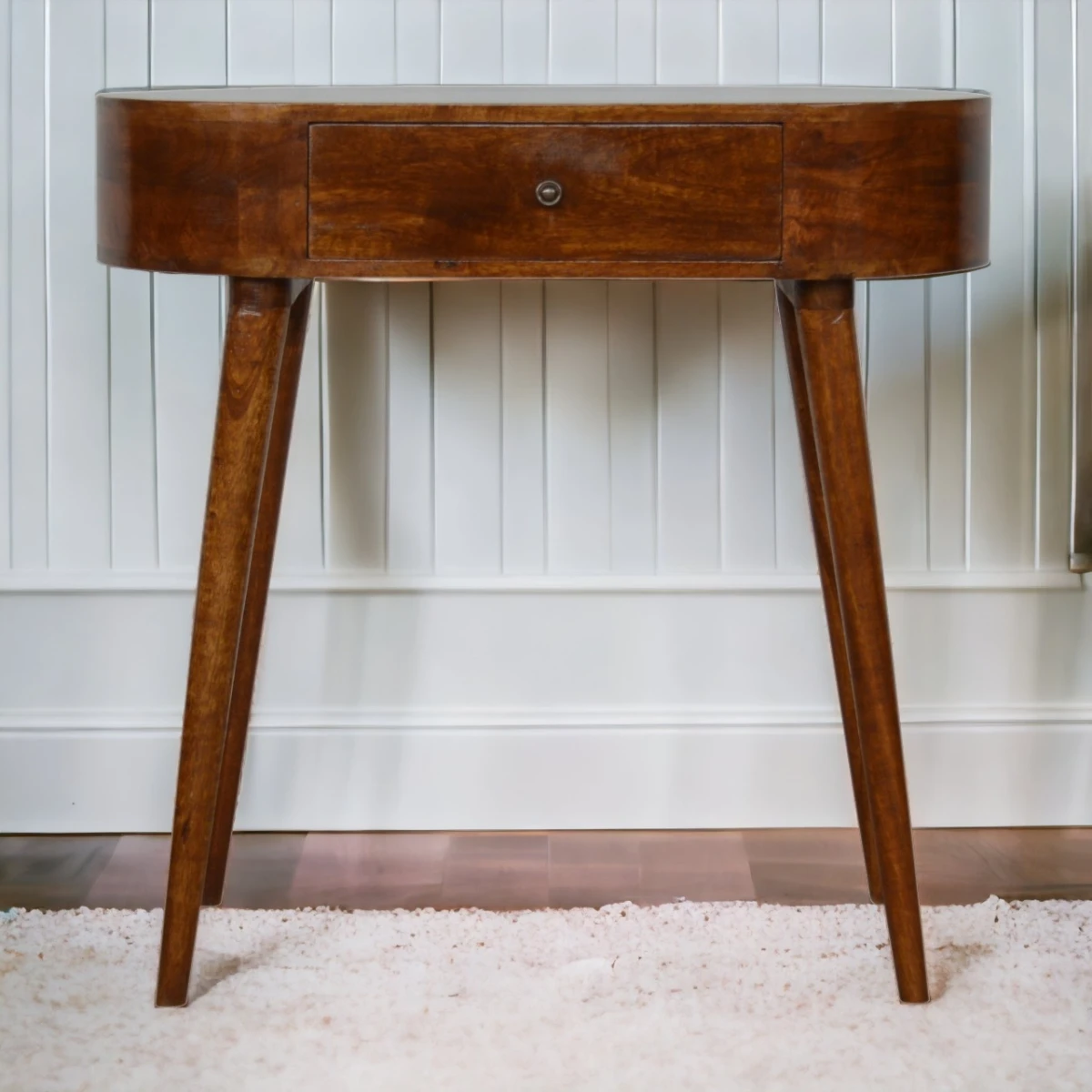 Artisan Furniture Artisan Furniture Console Table Compact Solid Mango Chestnut Finish With Drawer For Living Room - Console Table