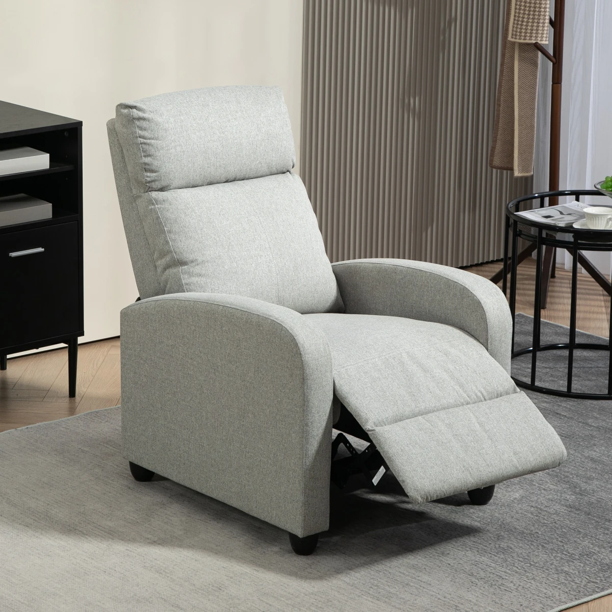 HOMCOM Linen Recliner Chair Standard Size Padded Reading - Recliner