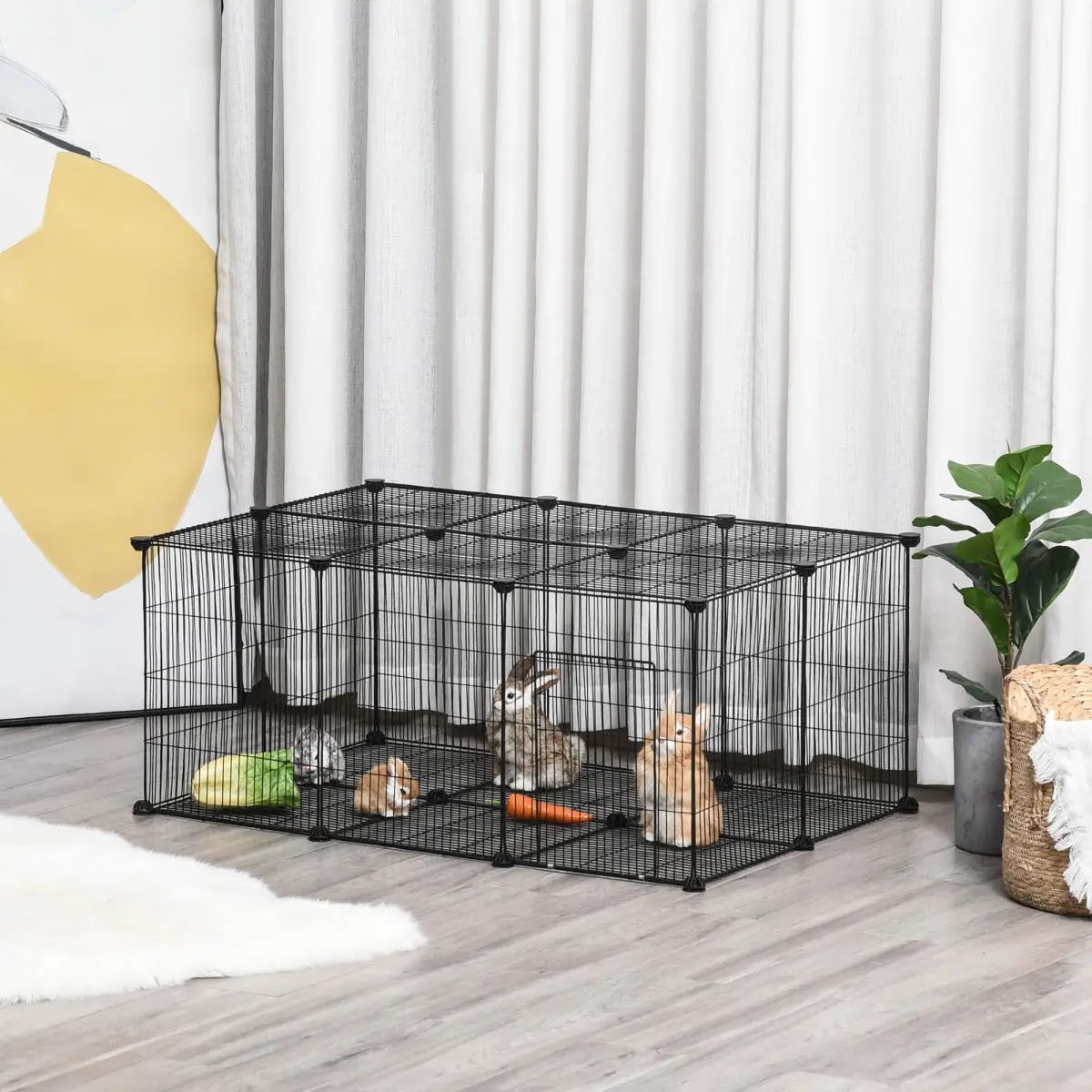 Unbranded DIY Pet Playpen Cage 22 Piece w/Door Bunny Chinchilla Guinea Pig Pawhut - Pet Playpen