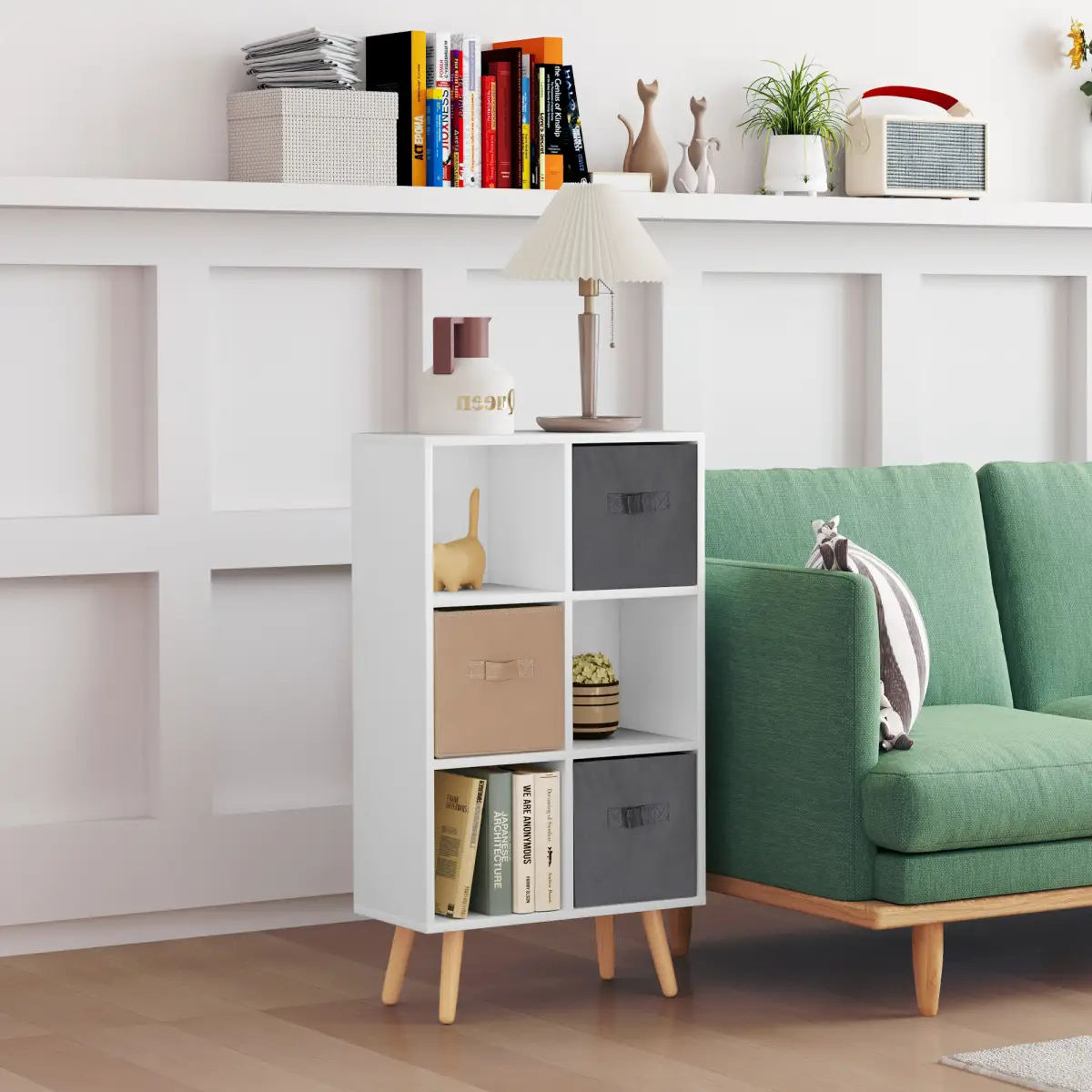 HOMCOM HOMCOM Freestanding 6 Cube Storage Cabinet Unit Bookcase w/ 3 Drawer White - Display Cabinet