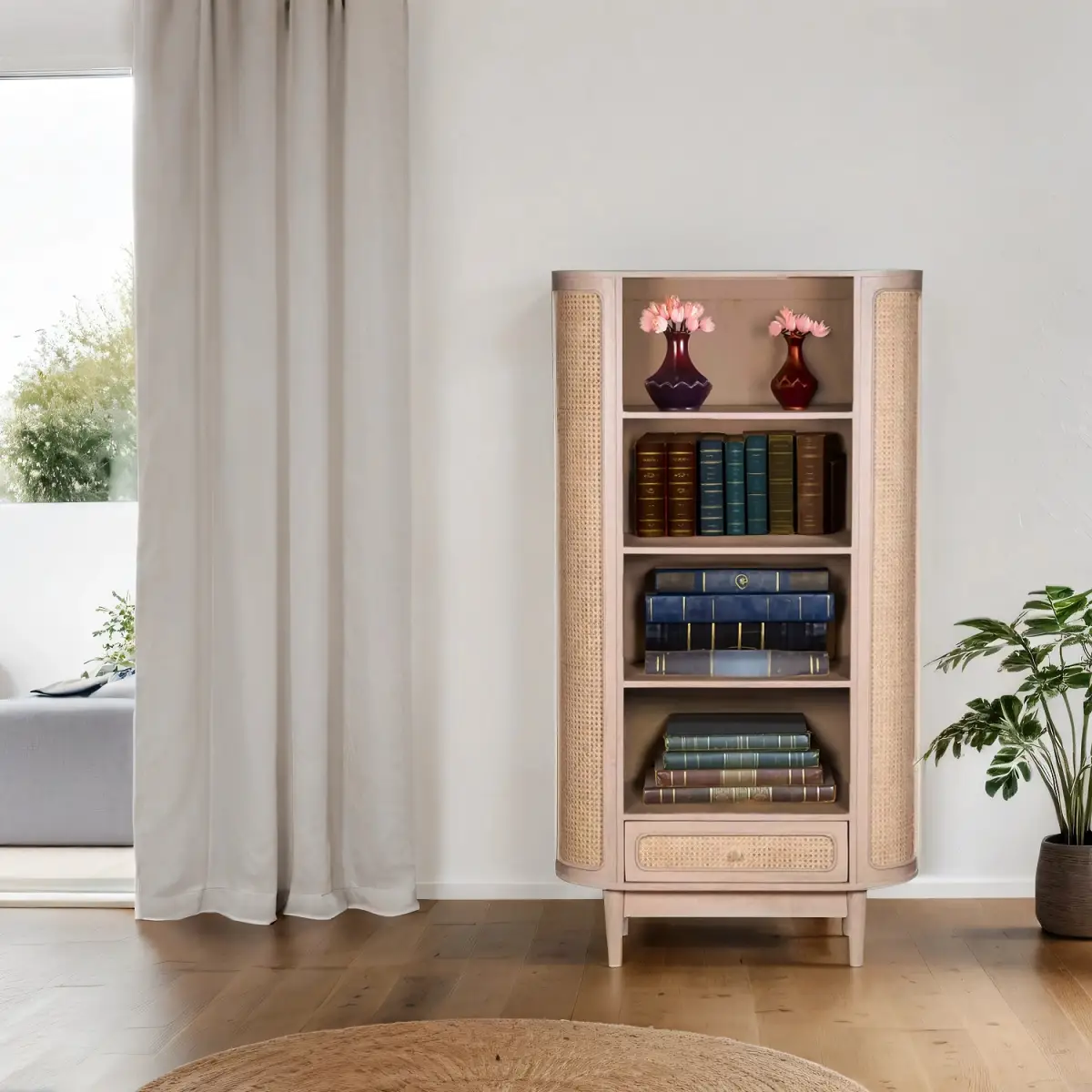 Indian Hub Valencia Cane & Mango Wood Bookcase - Bookcase