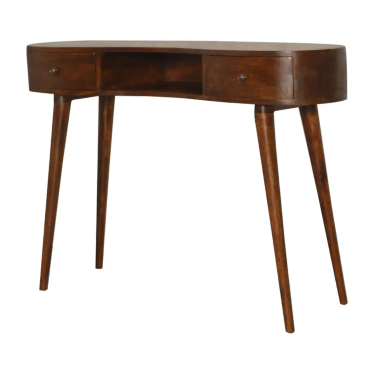 Artisan Furniture Artisan Furniture Solid Wood Chestnut Wave Writing Desk, 2 Drawers, 1 Shelf, Brown - Desk