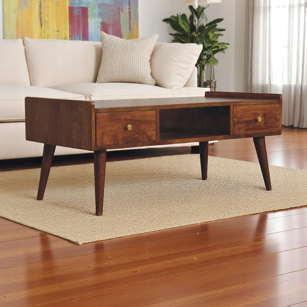 Artisan Furniture Artisan Media Unit Wide Chestnut Finish Elevated Legs TV - TV Unit