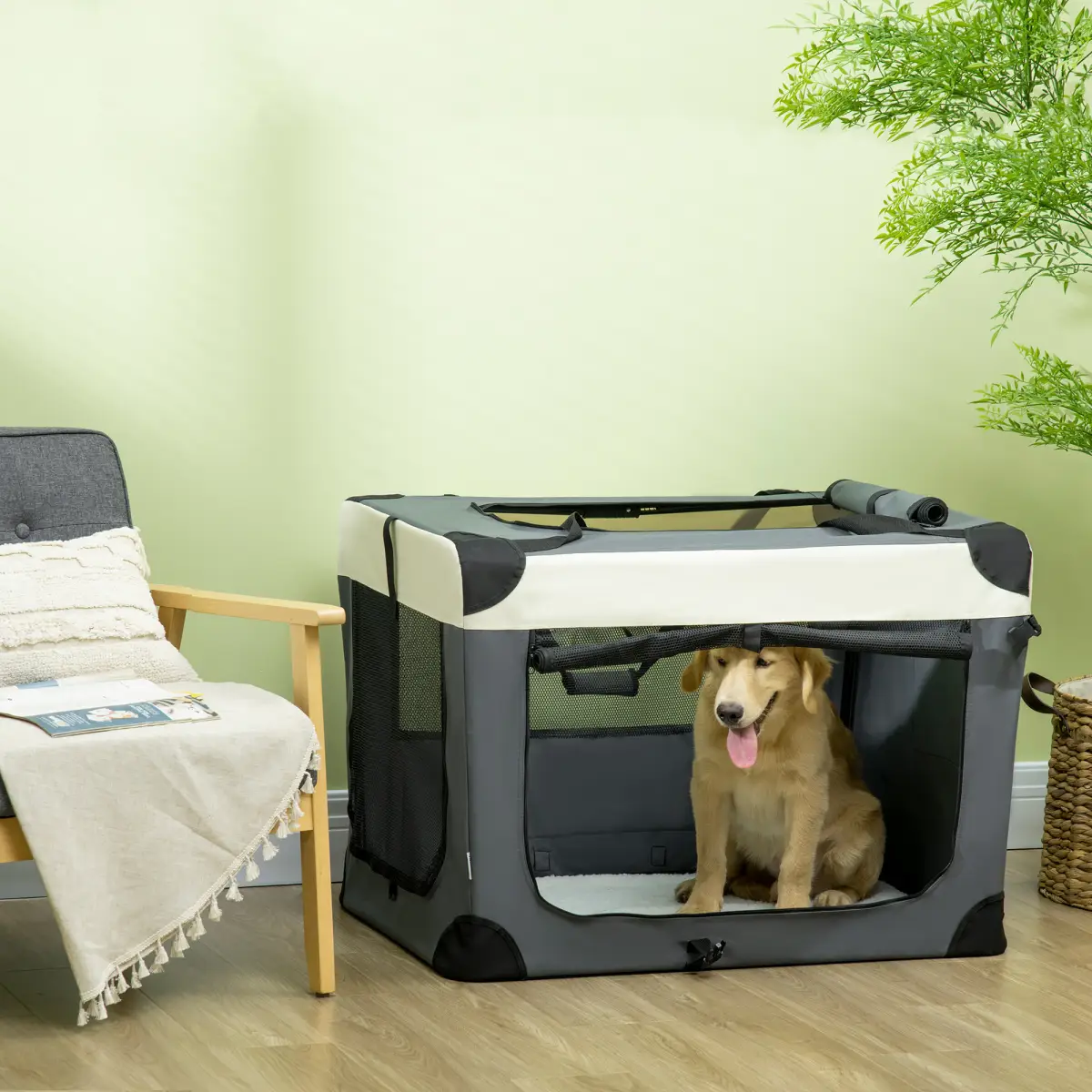 Unbranded 91cm Foldable Pet Carrier w/ Cushion, for Large Dogs and Cats - Grey Pawhut - Pet Carrier