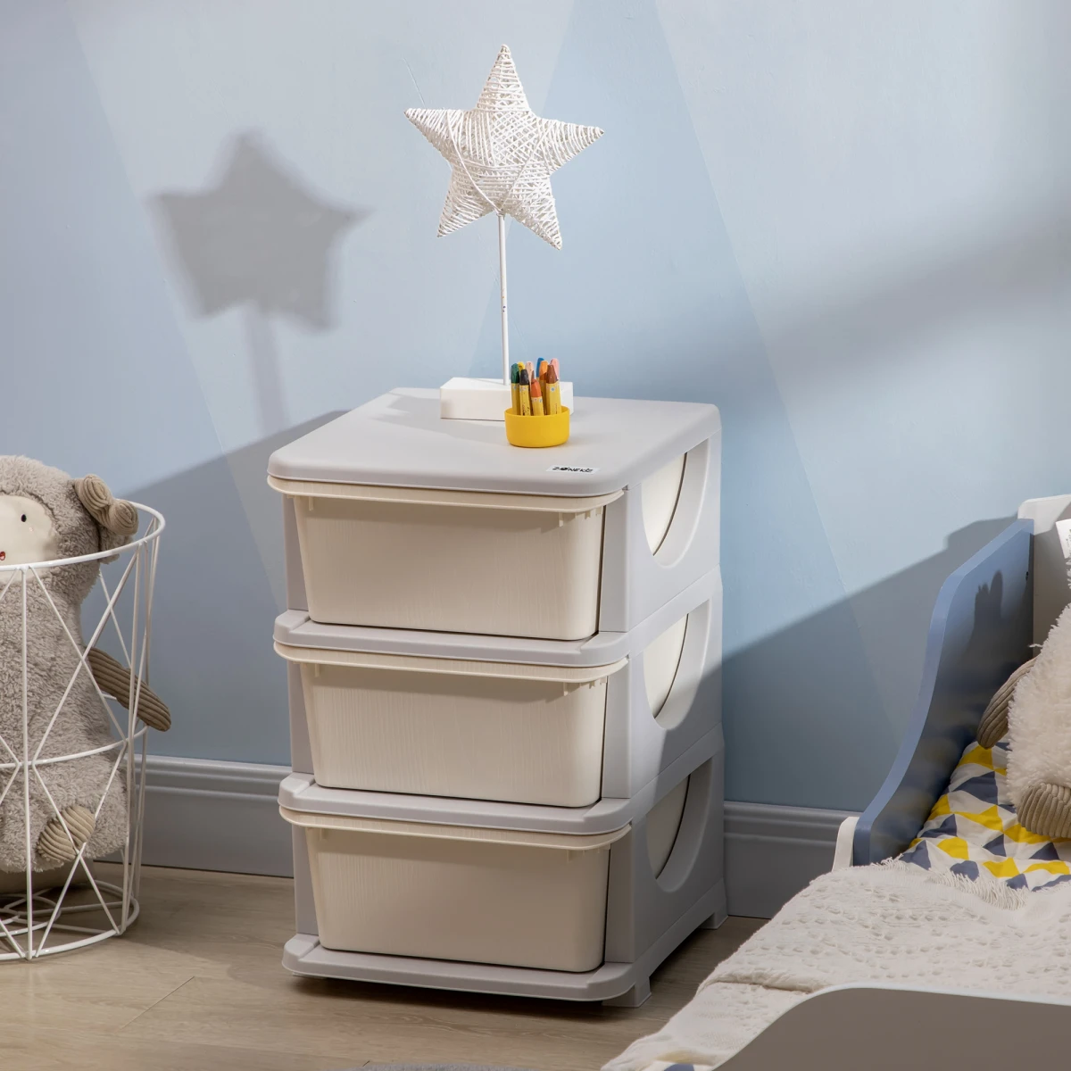 Homcom HOMCOM Kids Storage Unit Three Drawer Stable Base - Chest of Drawers