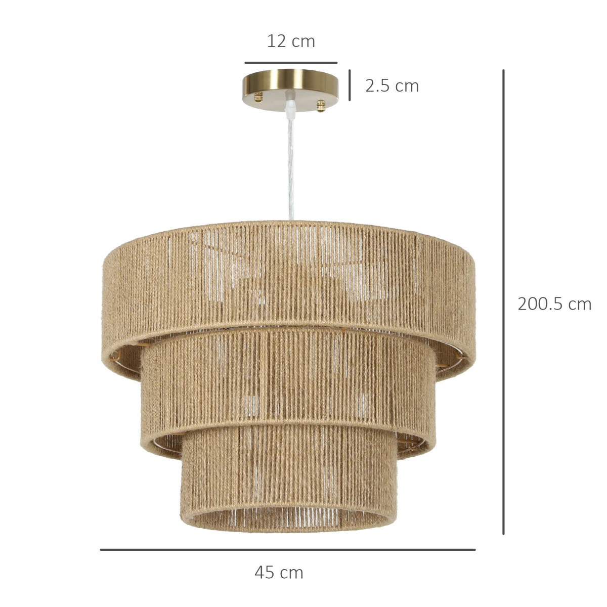 Boho Floor Lamp Tall Three Tier Hemp Rope Shade Diffused Light For Living Room Ambience by N/A